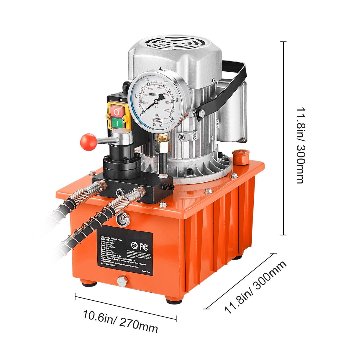 Electric Hydraulic Pump, 10000 PSI 750W 110V, 488 in³/8L Capacity, Double Acting Manual Valve, Electric Driven Hydraulic Pump Power Pack Unit with Lever Switch for Punching/Bending/Jack Machines