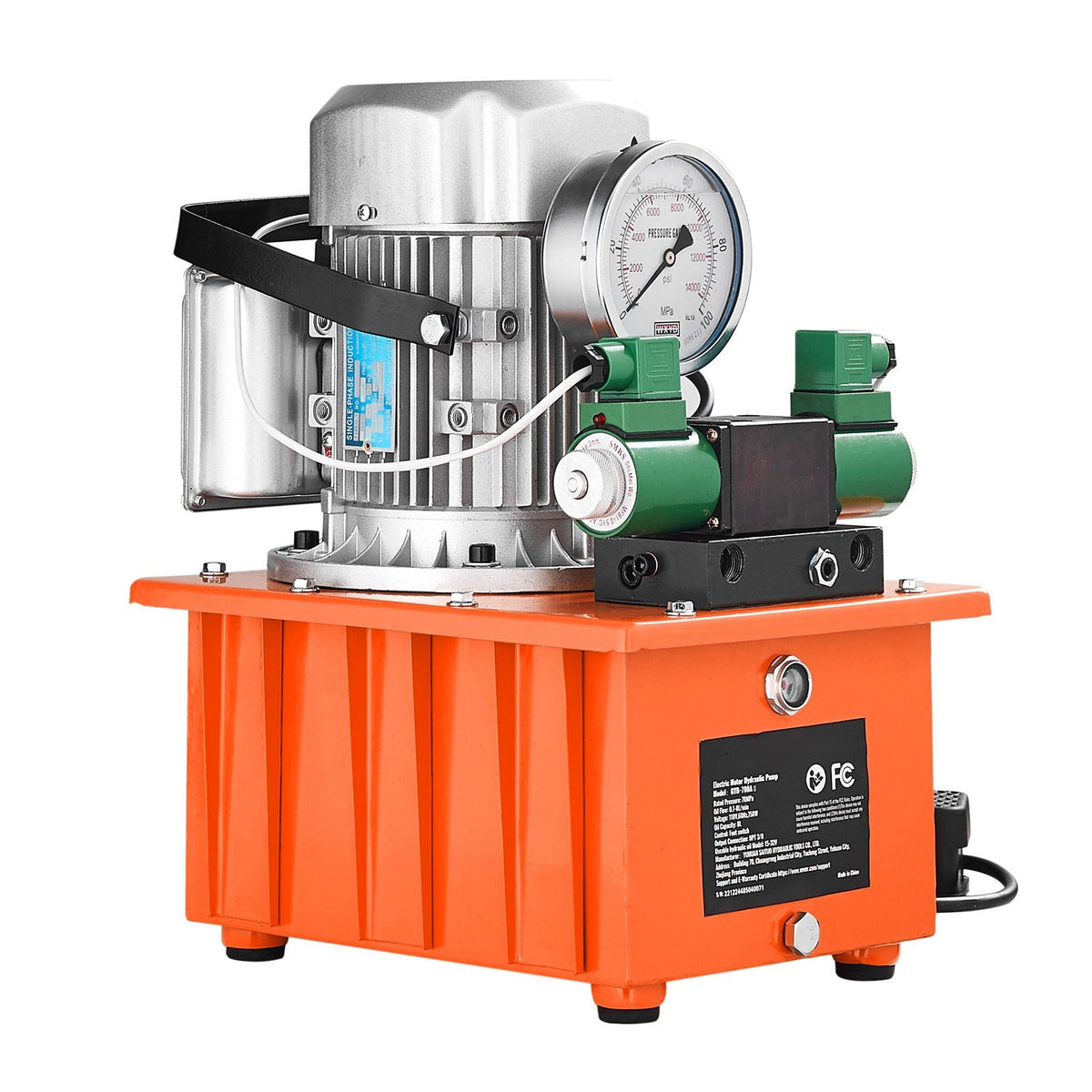 Electric Hydraulic Pump, 10000 PSI 750W 110V 488 in³/8L Capacity, Double Acting Solenoid Valve, Electric Driven Hydraulic Pump Power Pack Unit with Pedal Switch for Punching/Bending/Jack Machine