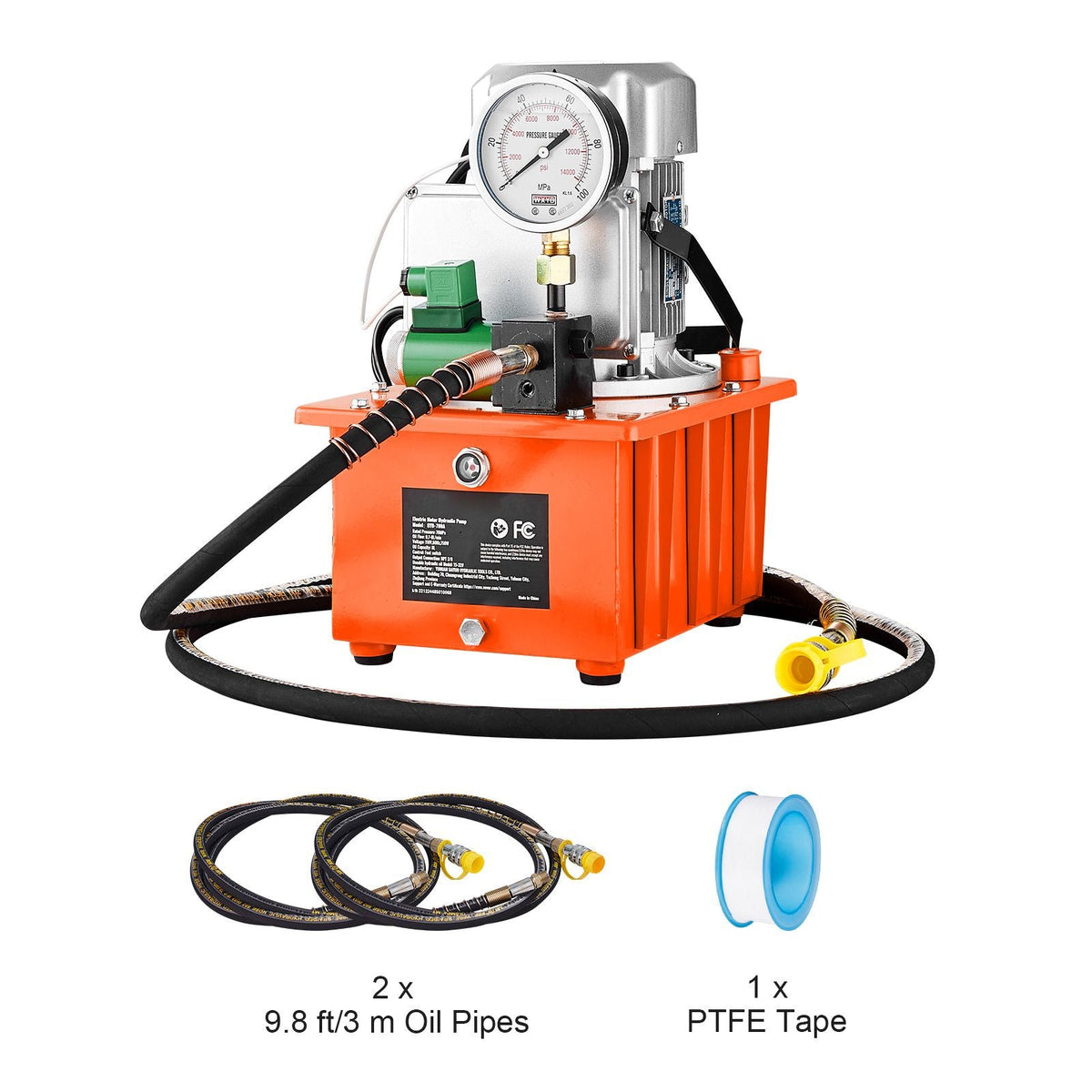 Electric Hydraulic Pump, 10000 PSI 750W 110V 488 in³/8L Capacity, Single Acting Solenoid Valve, Electric Driven Hydraulic Pump Power Pack Unit with Pedal Switch for Punching/Bending/Jack Machine