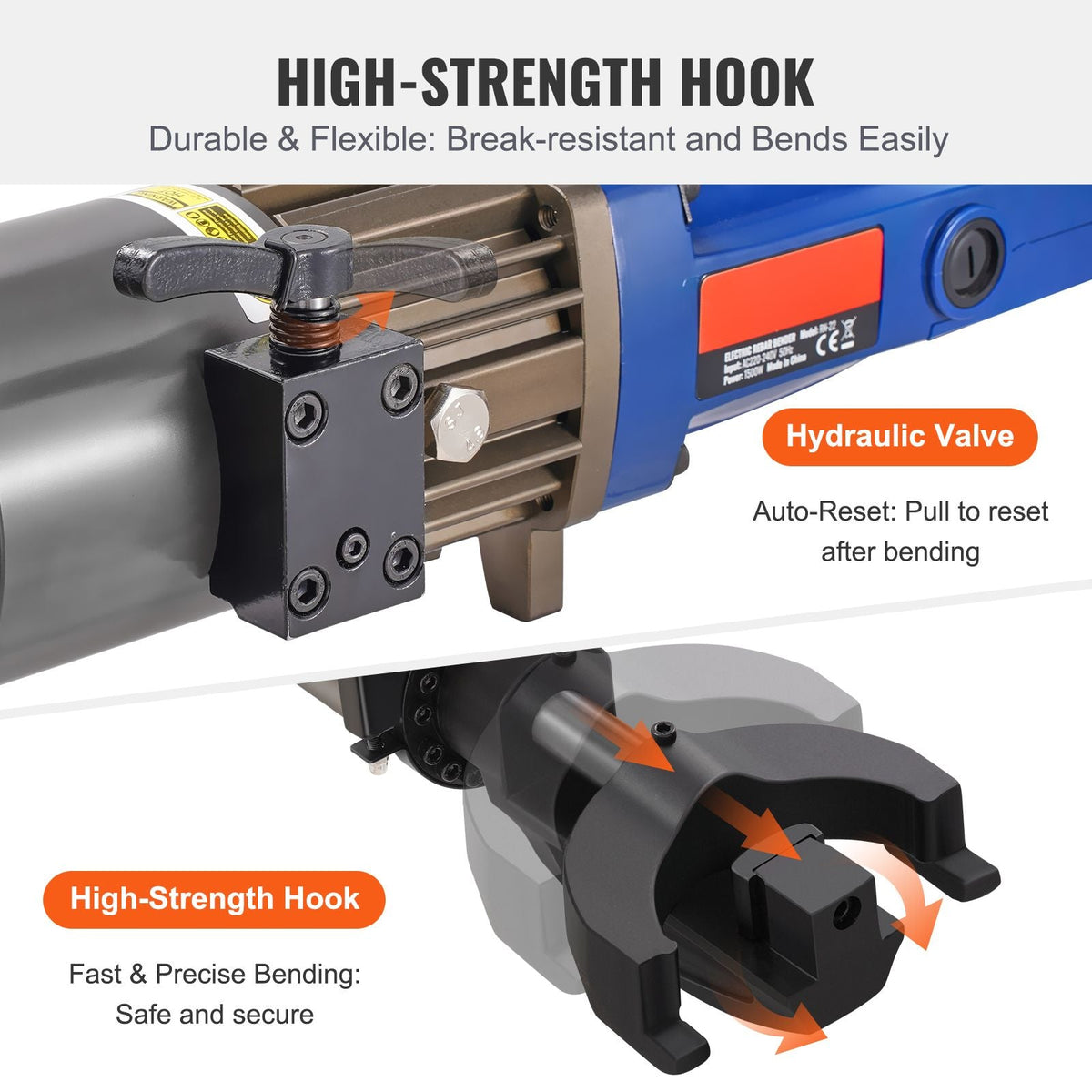 Electric Hydraulic Rebar Bender, 1.2 KW 0.9 inch 22 mm Hand Held Rebar Bender 110 V Portable Electric Rebar Bender, within 5 s