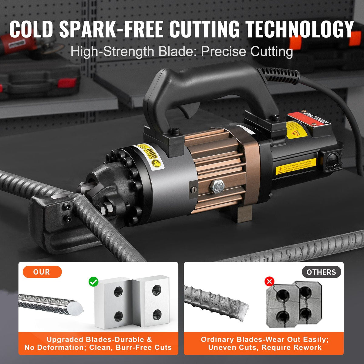 Electric Hydraulic Rebar Cutter, 1500W Portable Rebar Cutter, Cutting up to 7/8 Inch #7 4-22mm Rebar within 2.5 Seconds, High Power Steel Rebar Cutter with Oil Can Rich Accessories,Black RC-22