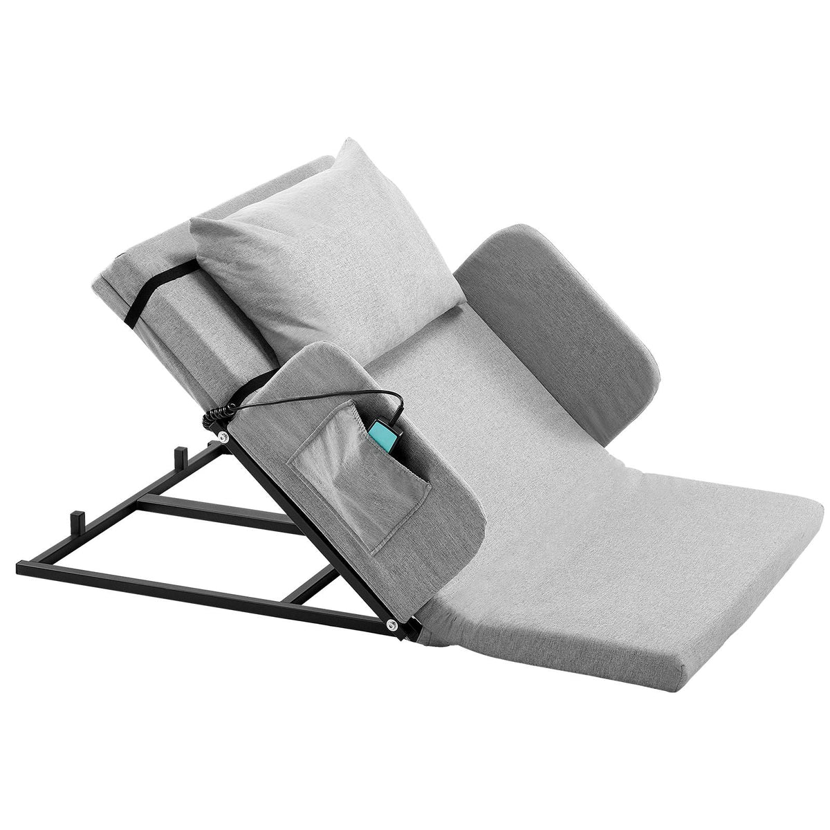 Electric Lifting Backrest for Bed, 300 lbs Capacity, 4-68° Adjustable Lifting Bed Backrest, with Guardrail Armrest & Storage Pouch, Machine Washable, for Pregnant Women Elderly Patient Handicap