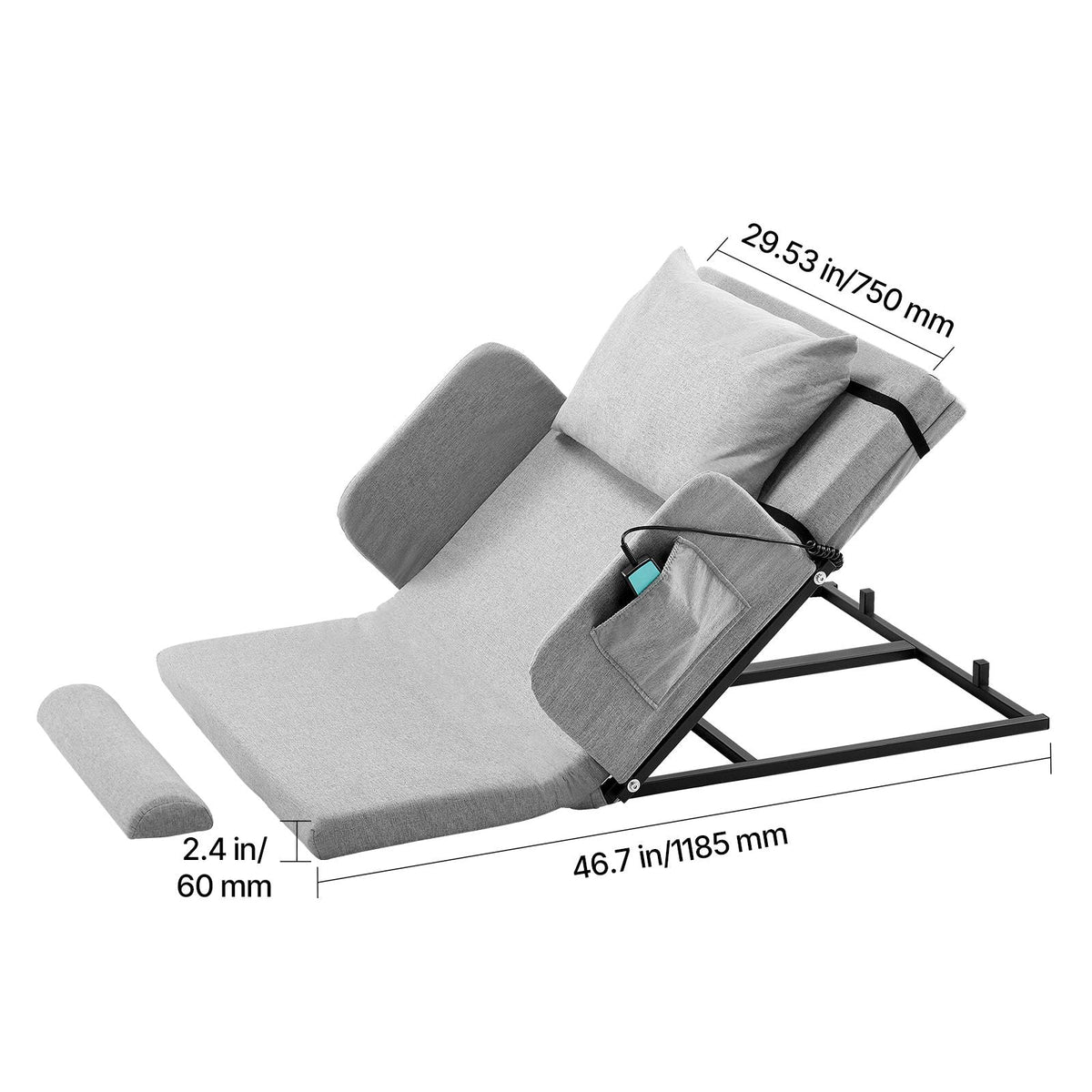 Electric Lifting Backrest for Bed, 300 lbs Capacity, 4-68° Adjustable Lifting Bed Backrest, with Guardrail Armrest & Storage Pouch, Machine Washable, for Pregnant Women Elderly Patient Handicap