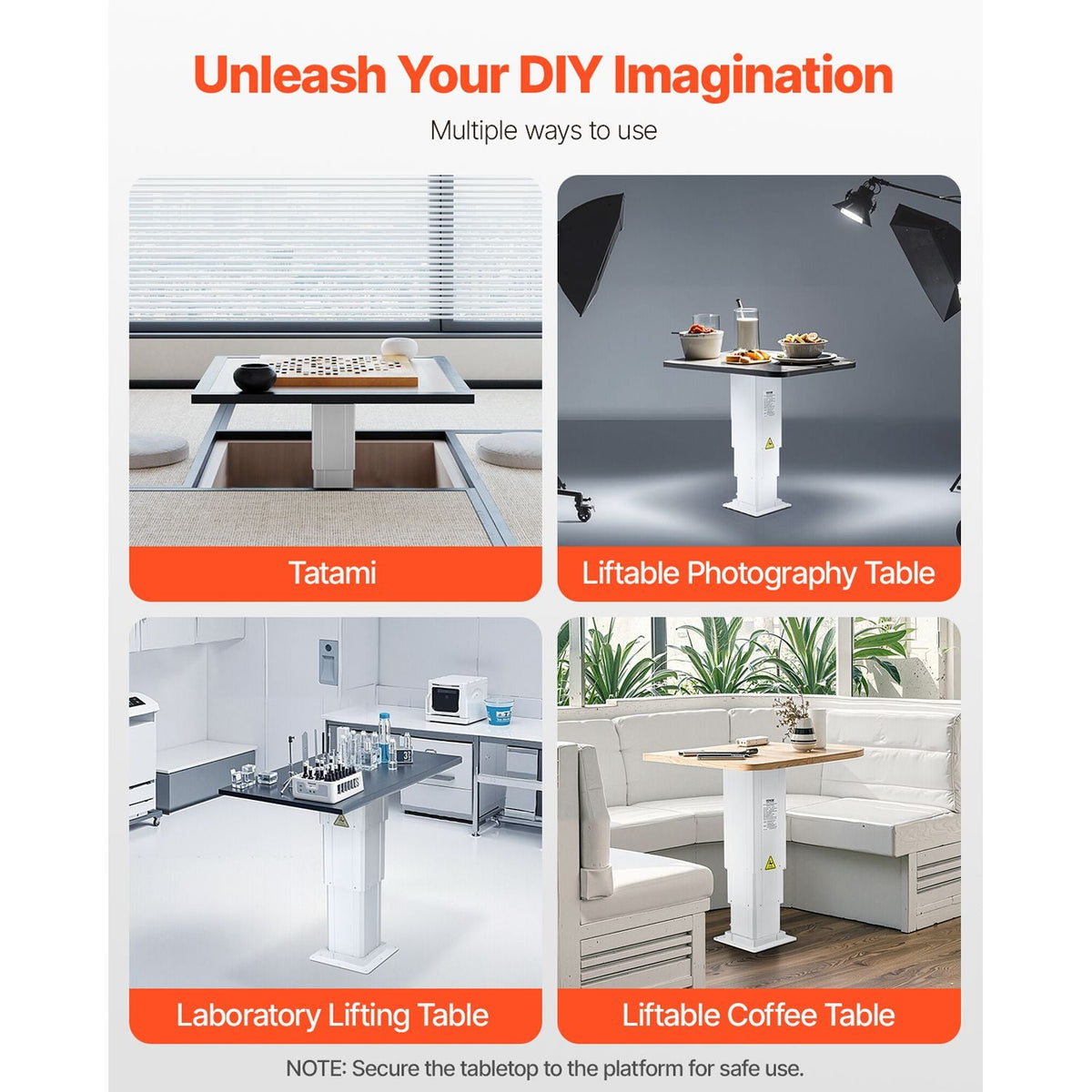 Electric Lifting Column System, 176 lbs Lift Table, 14.2-31.1 in Height Range, Three-stage Adjustable Desk Column, Telescopic Table Leg, Comes with Power-Supply Option to Control up/Down Motion