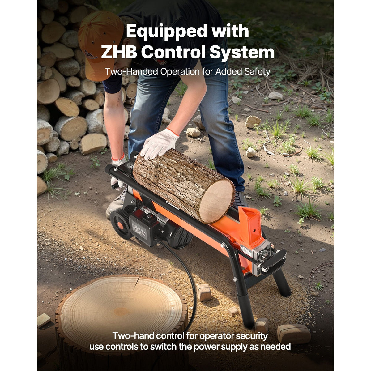 Electric Log Splitter, 6.5 Tons Electric Wood Splitter, 1500W 15 Amp Motor, Portable Firewood Splitting Machine with 6" Wheels, Wood Splitters for Forestry Harvesting, Efficient & Secure