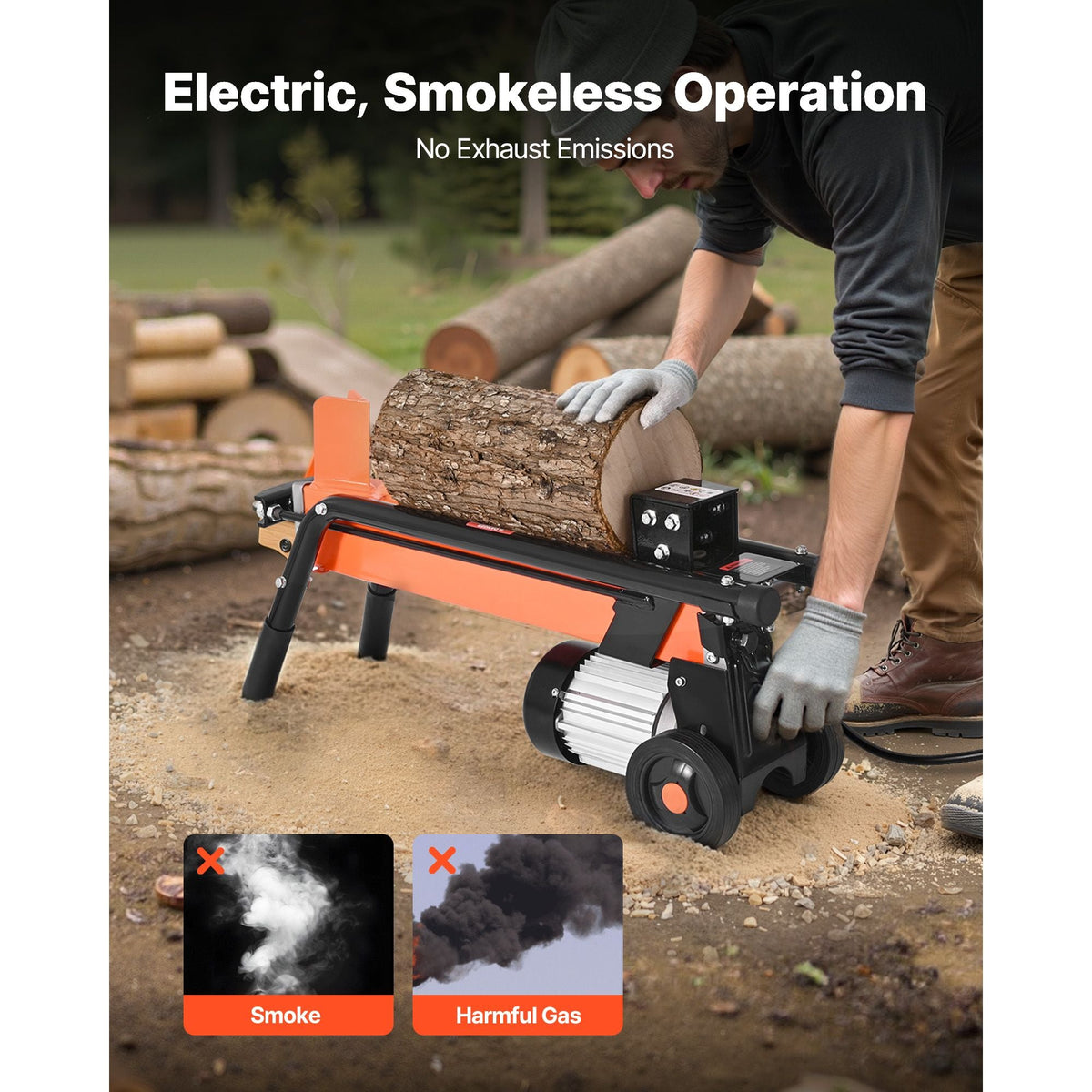 Electric Log Splitter, 6.5 Tons Electric Wood Splitter, 1500W 15 Amp Motor, Portable Firewood Splitting Machine with 6" Wheels, Wood Splitters for Forestry Harvesting, Efficient & Secure