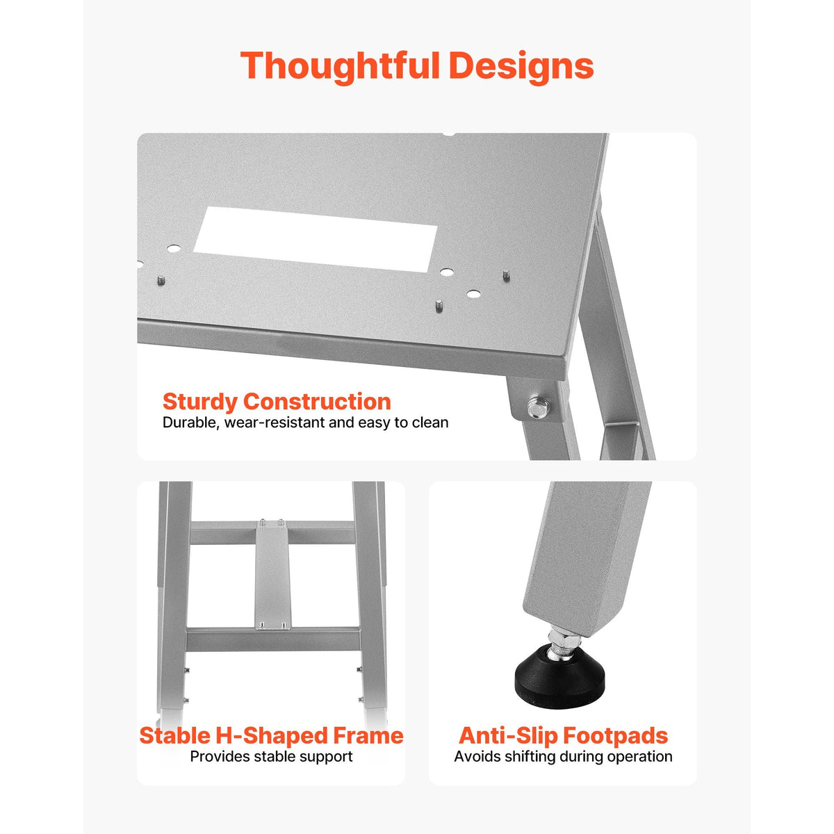 Electric Meat Bandsaw Stand, Floor Stand with Adjustable Height, Stable H-Shaped Frame, Anti-Slip Foot Pads, for Our Bone Saw Machine, Compatible with Models BS-130 & BS-250