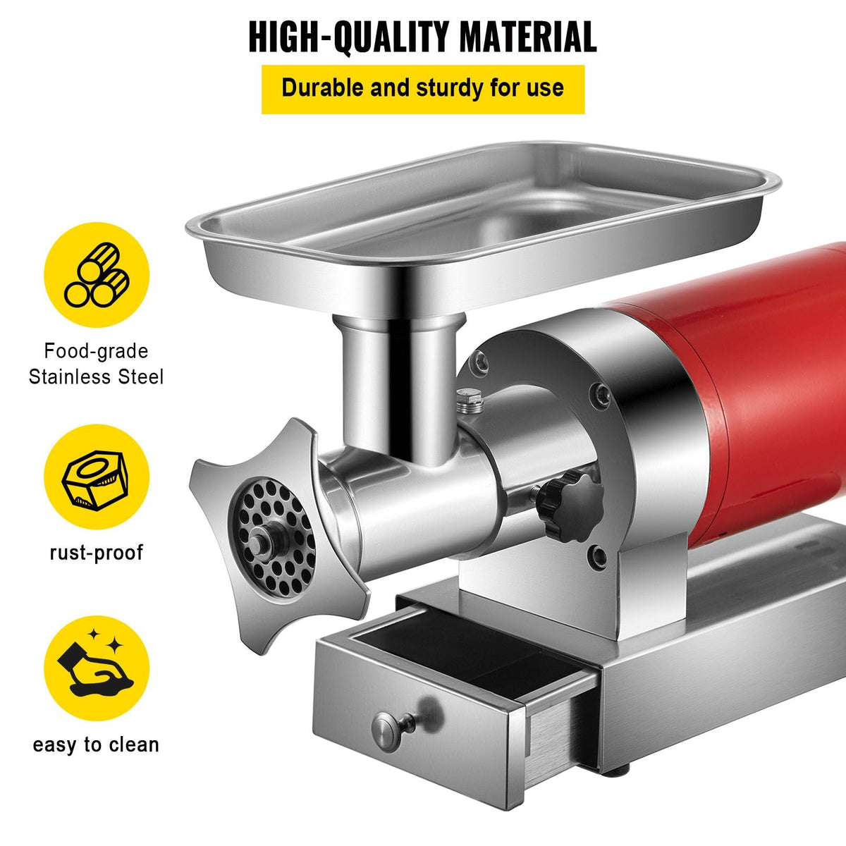 Electric Meat Grinder, 661 Lbs/Hour 800 W Meat Grinder Machine, 1.5 HP Electric Meat Mincer with 2 Grinding Plates, Sausage Kit Set Meat Grinder Heavy Duty, Home Kitchen & Commercial Use Red