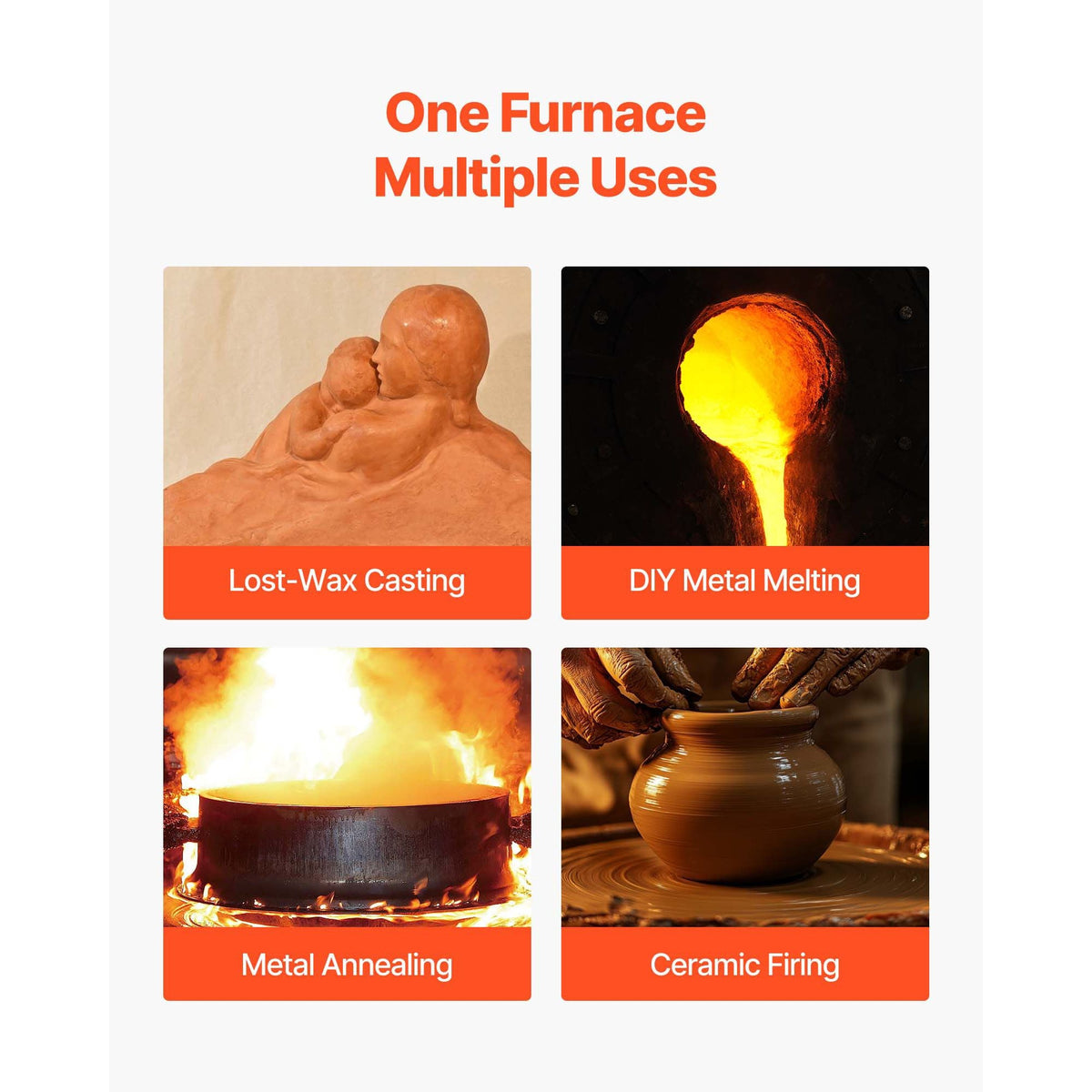 Electric Melting Furnace, 1650W Electric Kiln, Digital Melting Furnace with Max Temp 2192Fahrenheit/1200Celsius for Lost-Wax Casting, Clay DIY, Metal Annealing, Ceramic Firing, PID Temp Control