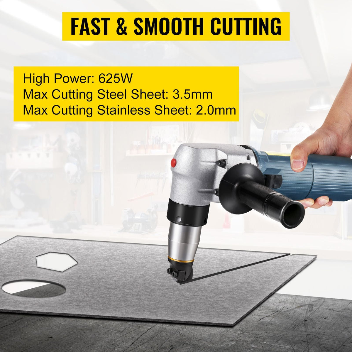 Electric Metal Nibbler 625W Nibbler Metal Cutter 1000RPM High Speed Rotor 0.16in/4mm Metal Nibbler 110V w Replaced Blades Storage Case Sheet Metal Nibbler for Cutting Stainless Steel, Aluminium