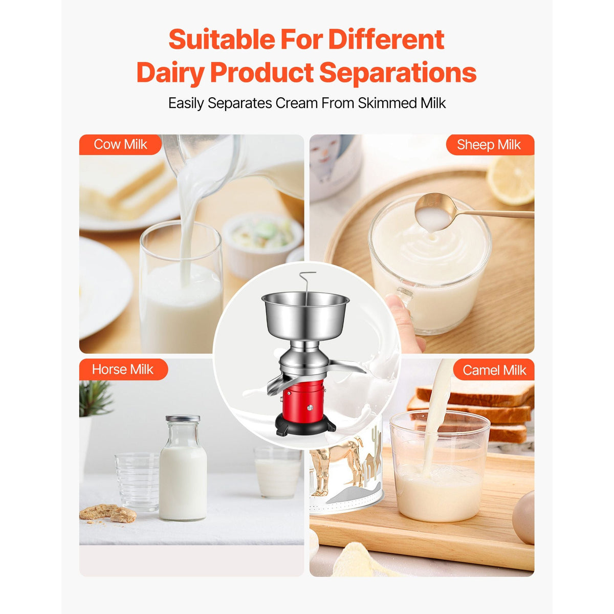 Electric Milk Cream Separator, 60L/H Output 10500RPM Milk Cream Centrifugal Separator, 304 Stainless Steel Goat Cow Milk Skimmer Separating Machine with 4.5L Bowl Capacity (40W, 100-240V)