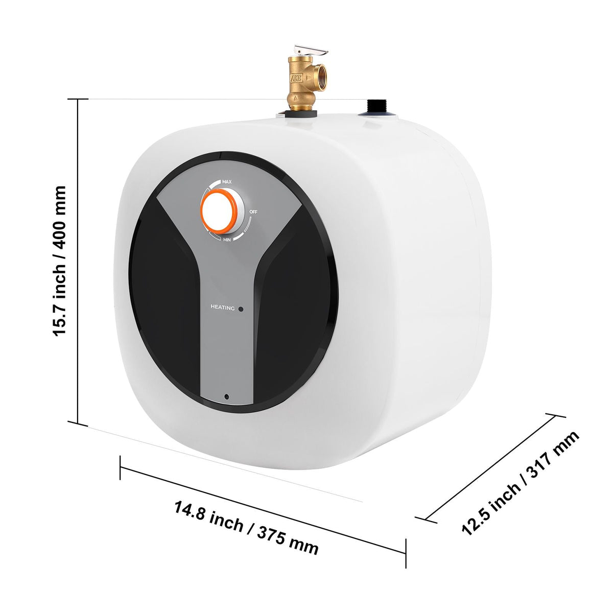 Electric Mini-Tank Water Heater 4-Gallon Tank, 1440W Hot Water Boiler Storage, Safety Temperature Pressure Valve Easy Install, for Kichen Bathroom Restaurant, Shelf Wall Mounted
