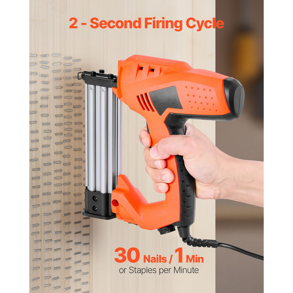 Electric Nail Gun, 2-in-1 Staple Gun Brad Nailer, 18 Gauge 1-1/4 inch, Stapler Brad Nailer with 1000 Pcs Staples and 1000 Pcs Nails, Non-Slip Rubber Grip, for Woodworking and DIY Projects