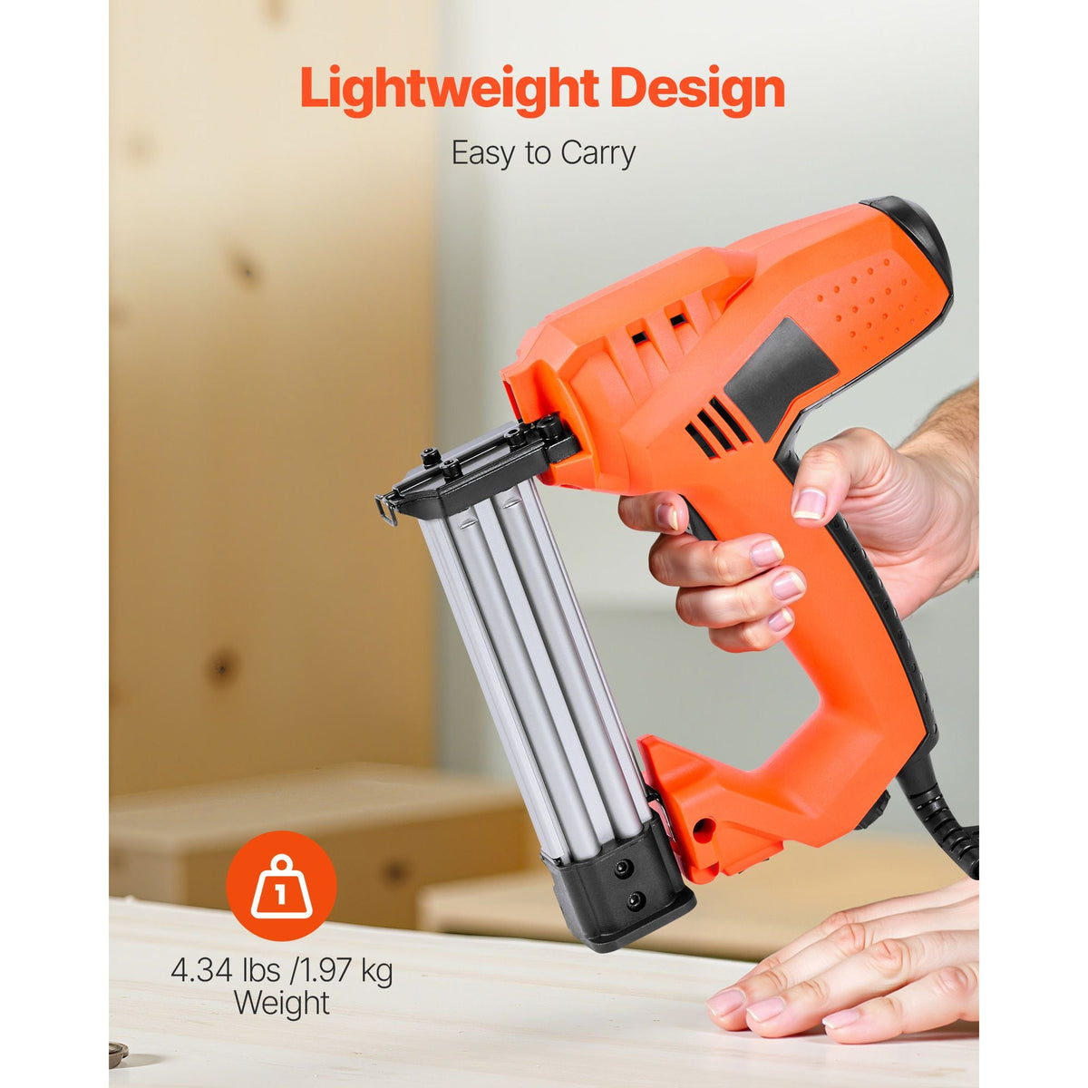 Electric Nail Gun, 2-in-1 Staple Gun Brad Nailer, 18 Gauge 1-1/4 inch, Stapler Brad Nailer with 1000 Pcs Staples and 1000 Pcs Nails, Non-Slip Rubber Grip, for Woodworking and DIY Projects