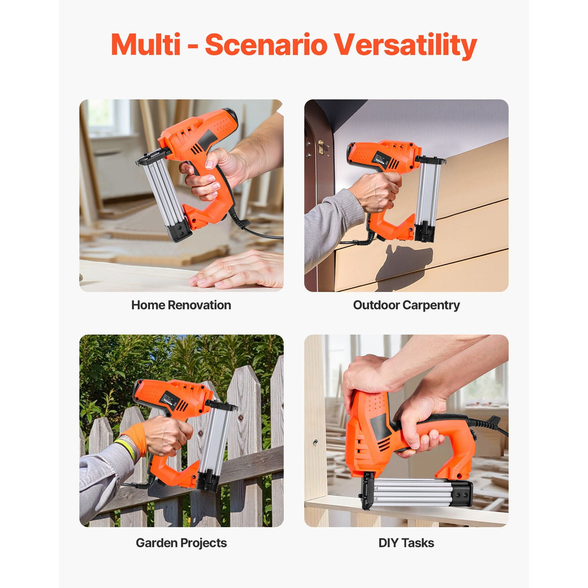 Electric Nail Gun, 2-in-1 Staple Gun Brad Nailer, 18 Gauge 1-1/4 inch, Stapler Brad Nailer with 1000 Pcs Staples and 1000 Pcs Nails, Non-Slip Rubber Grip, for Woodworking and DIY Projects