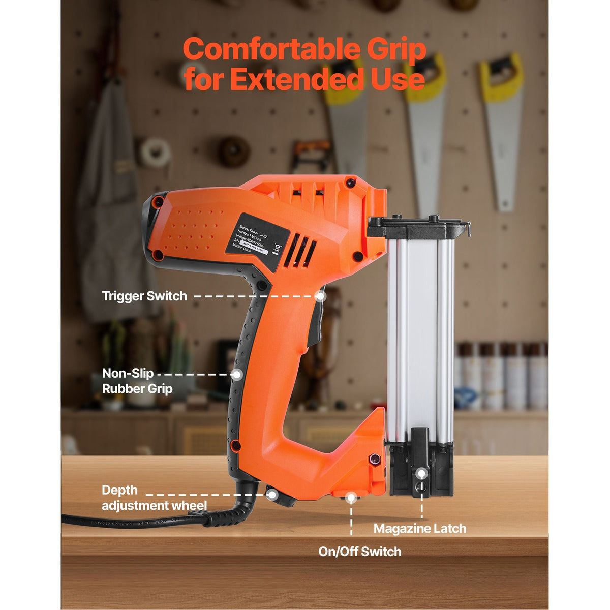 Electric Nail Gun, 2-in-1 Staple Gun Brad Nailer, 18 Gauge 1-1/4 inch, Stapler Brad Nailer with 1000 Pcs Staples and 1000 Pcs Nails, Non-Slip Rubber Grip, for Woodworking and DIY Projects
