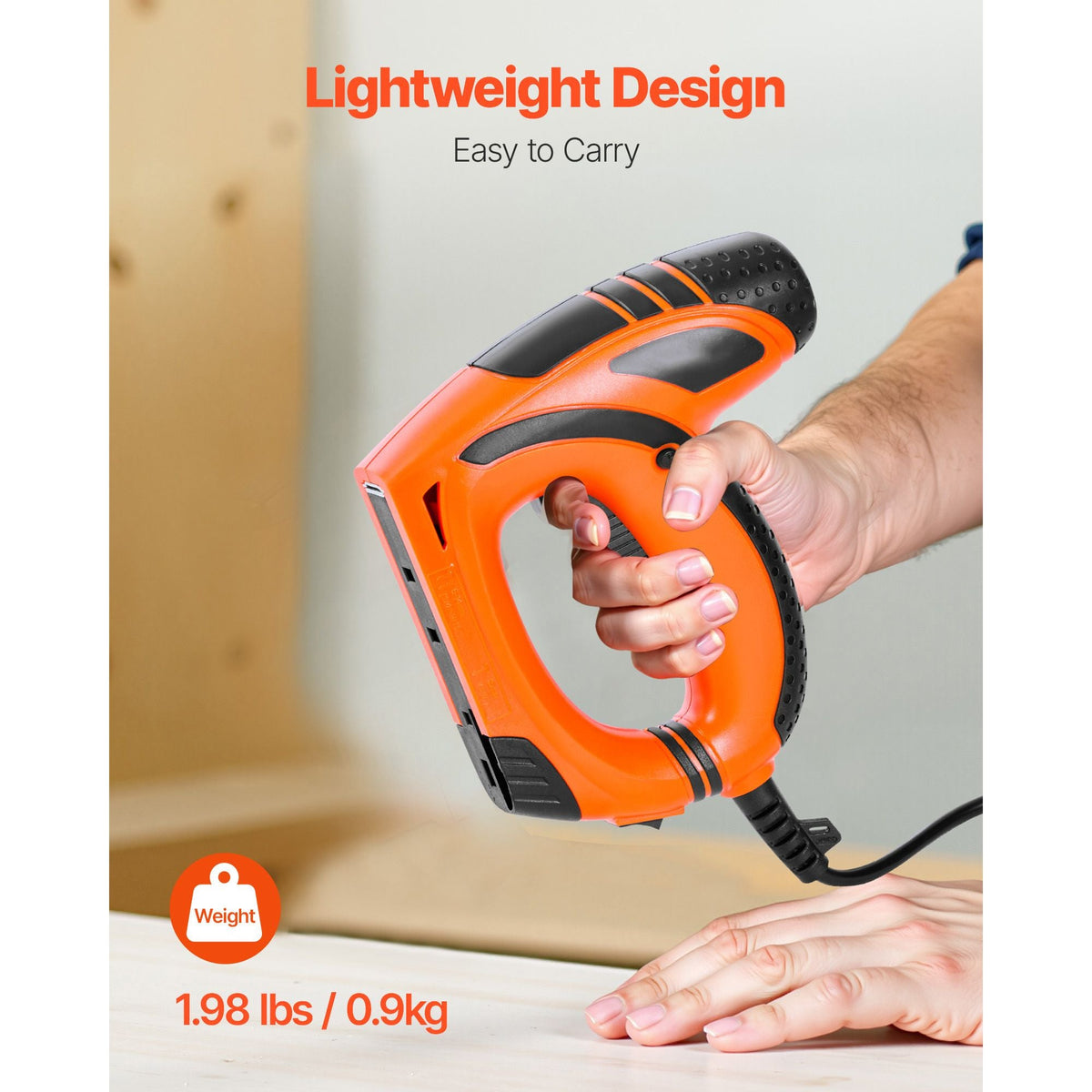 Electric Nail Gun, 2-in-1 Staple Gun Brad Nailer, 18 Gauge 5/8 inch, Stapler Brad Nailer with 1000 Pcs Staples and 1000 Pcs Nails, Non-Slip Rubber Grip, for Woodworking and DIY Projects