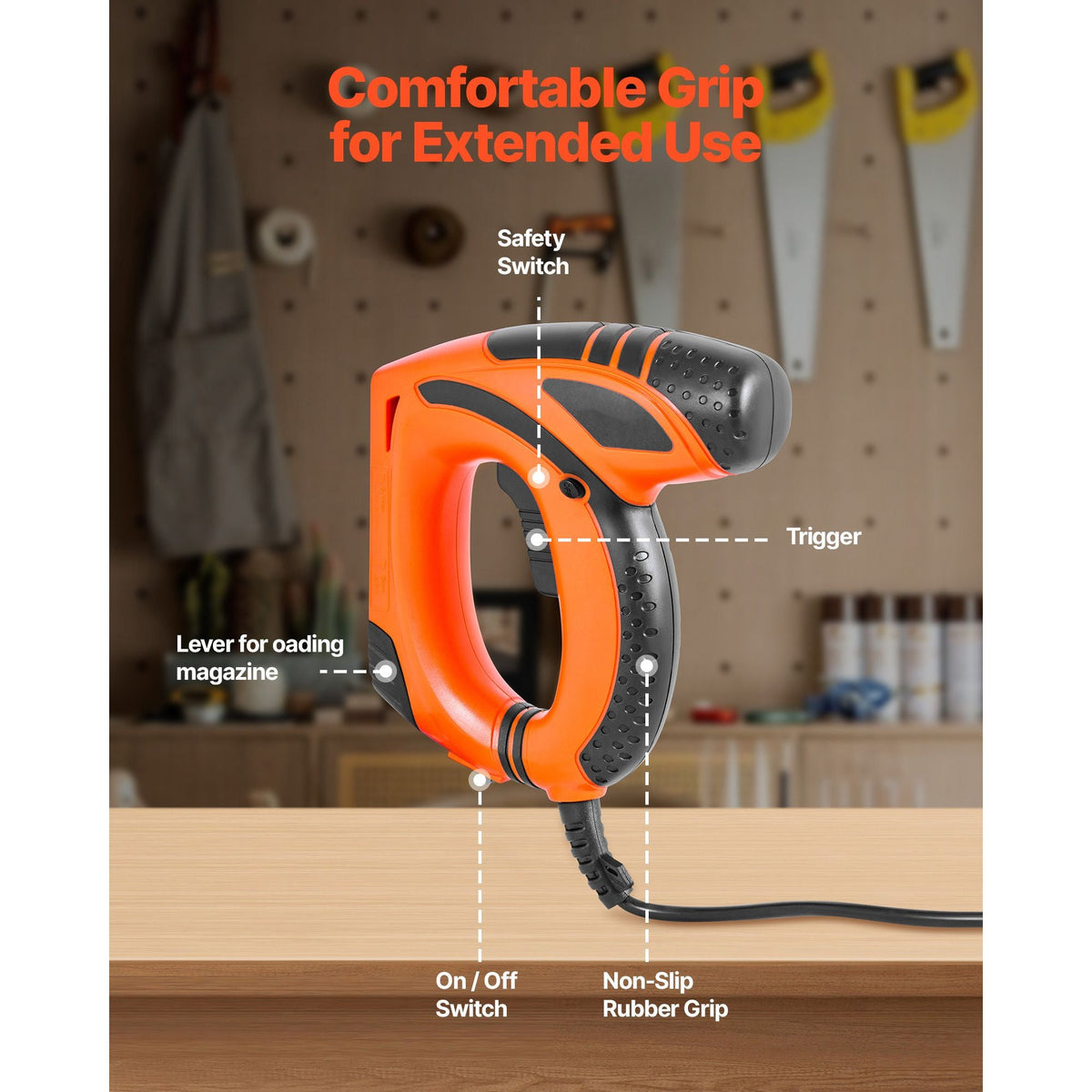 Electric Nail Gun, 2-in-1 Staple Gun Brad Nailer, 18 Gauge 5/8 inch, Stapler Brad Nailer with 1000 Pcs Staples and 1000 Pcs Nails, Non-Slip Rubber Grip, for Woodworking and DIY Projects