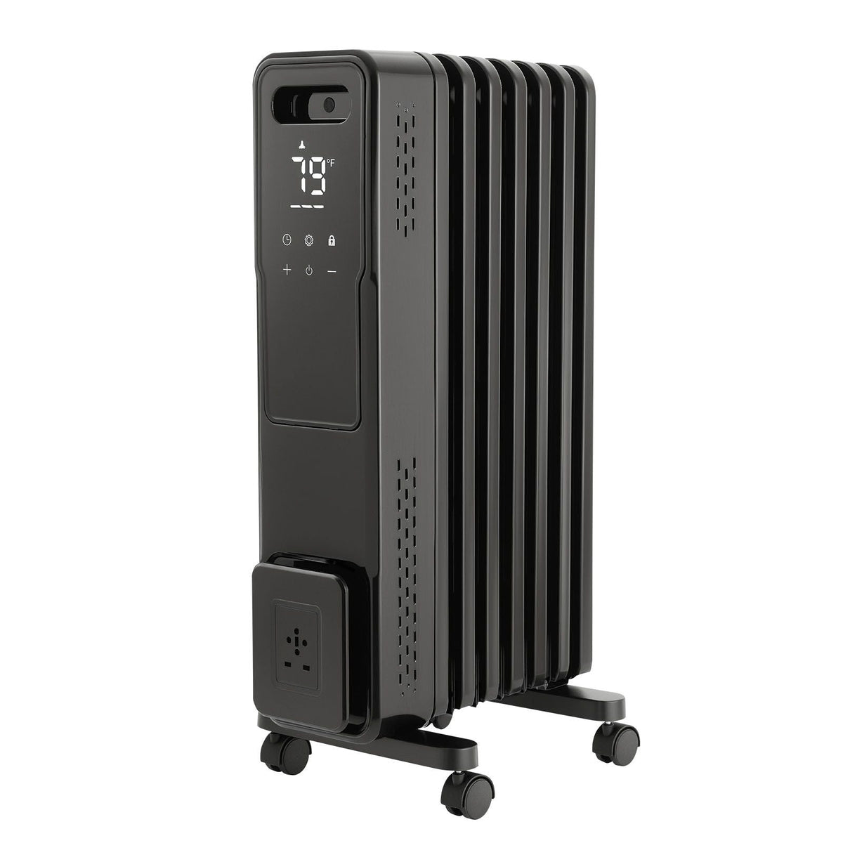 Electric Oil Filled Radiator, 1500W Radiant Space Heater with Dual U-shaped Heating Tubes, Over-Heat Protections,3 Heat Settings,24h Timer, Flexible Casters, Remote Control for Indoor,Black