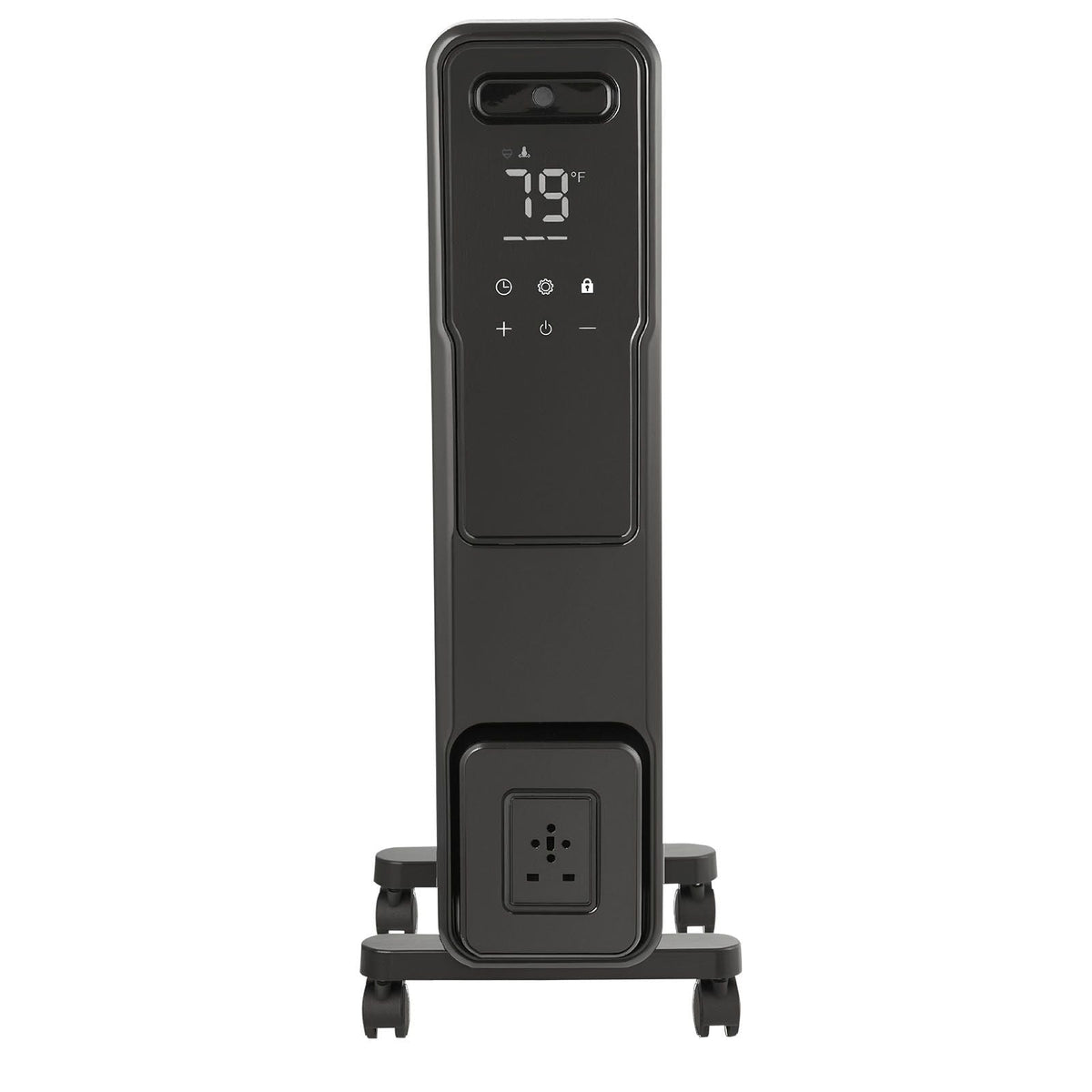Electric Oil Filled Radiator, 1500W Radiant Space Heater with Dual U-shaped Heating Tubes, Over-Heat Protections,3 Heat Settings,24h Timer, Flexible Casters, Remote Control for Indoor,Black