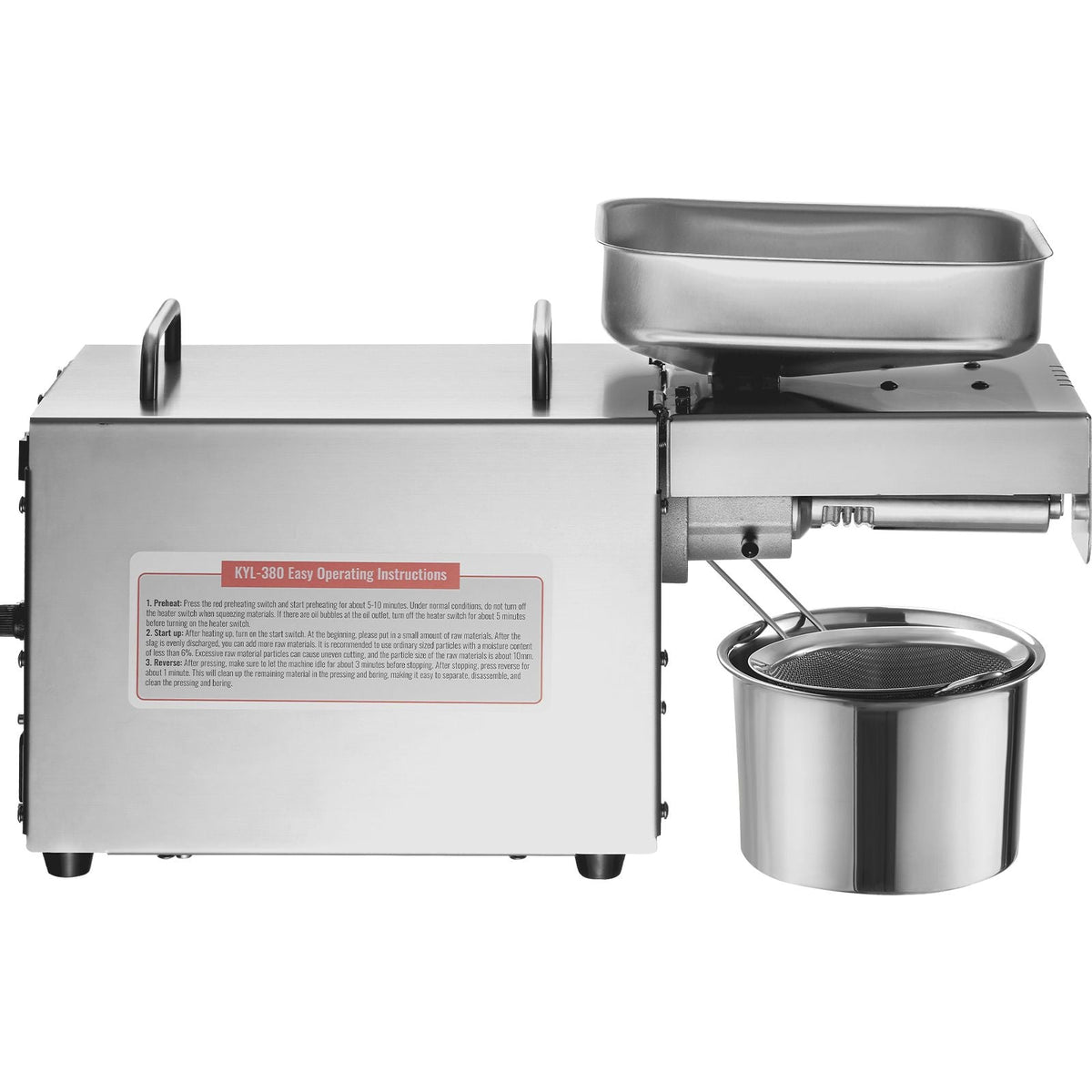 Electric Oil Press Machine, 700W Stainless Steel Oil Extractor Machine, 140 C/284 F Constant Temperature, Hot Press Oil Expeller for Pressing Peanuts, Sesame Seeds, Rapeseed, Tea Seeds