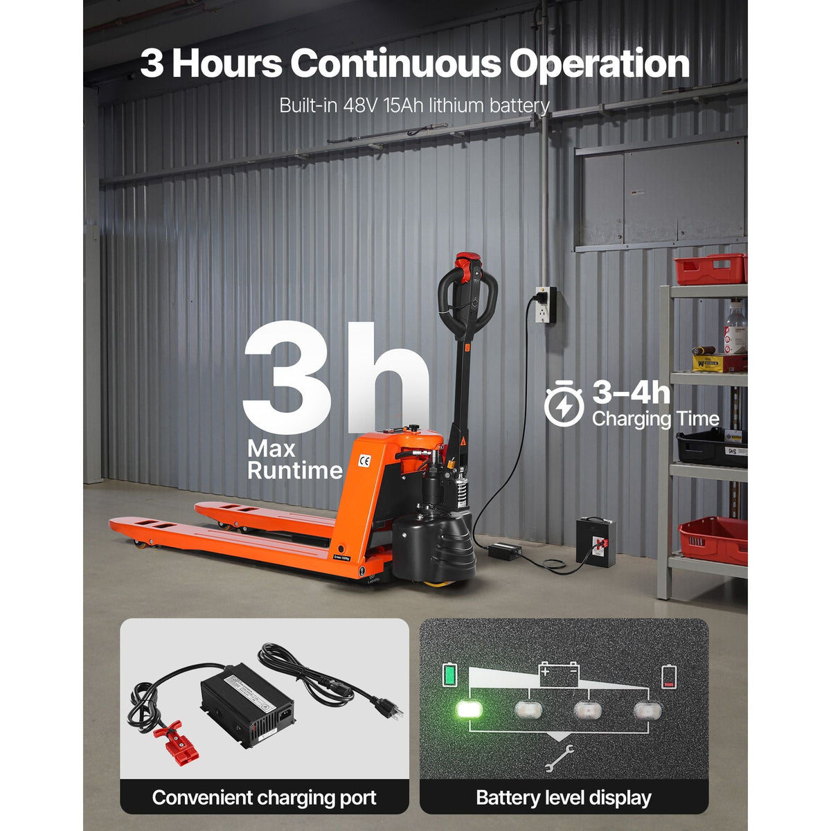 Electric Pallet Jack, 3300 lbs Load Capacity, Lithium Battery Powered Pallet Jack Truck with 48L x 27W Inch Forks for Material Handling, Suitable for Warehouse, Supermarket, Manufacturing