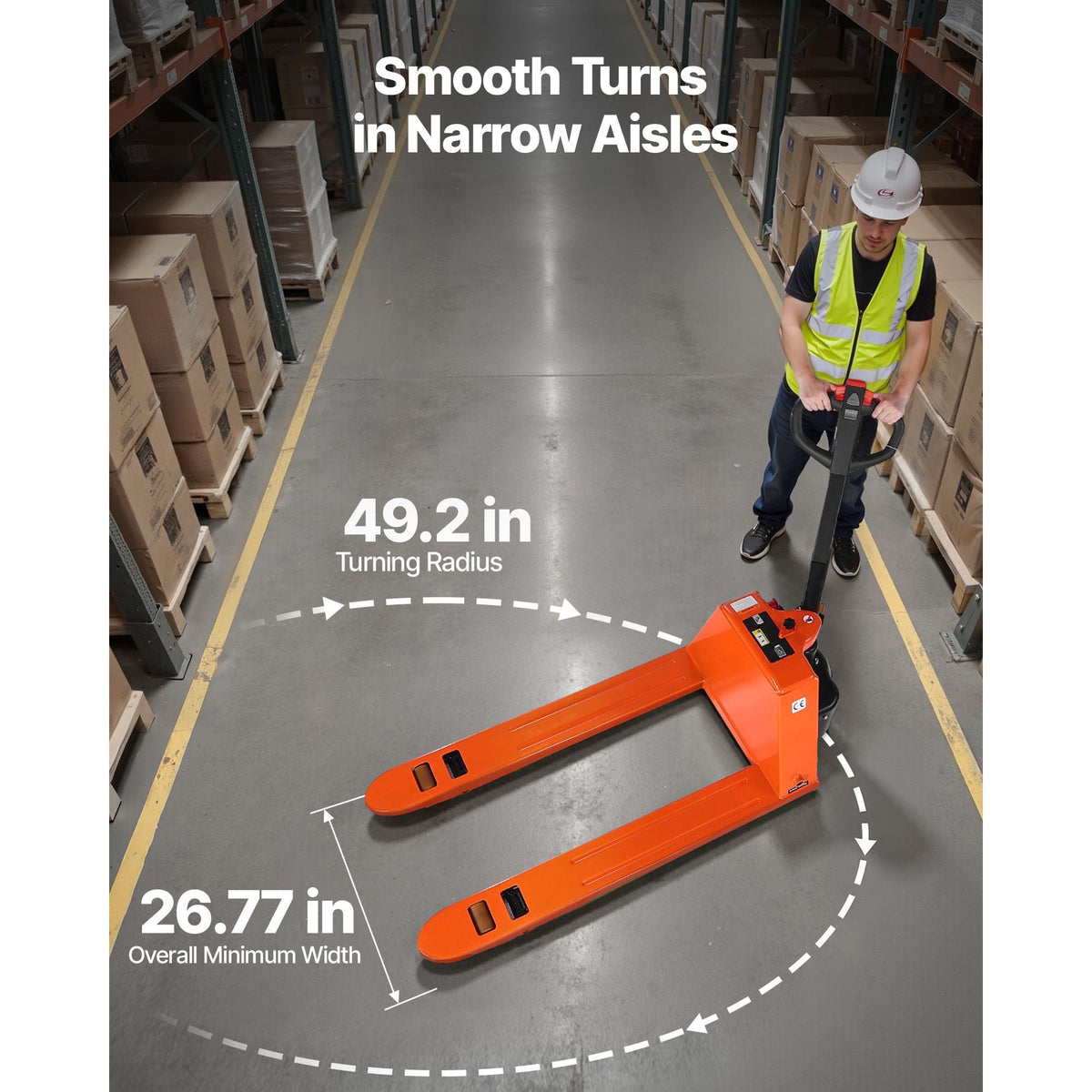 Electric Pallet Jack, 3300 lbs Load Capacity, Lithium Battery Powered Pallet Jack Truck with 48L x 27W Inch Forks for Material Handling, Suitable for Warehouse, Supermarket, Manufacturing