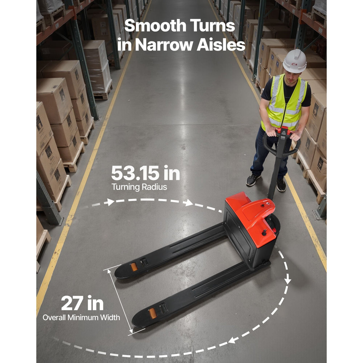 Electric Pallet Jack, 4400 lbs Load Capacity, Lithium Battery Powered Pallet Jack Truck with 48L x 27W Inch Forks for Material Handling, Suitable for Warehouse, Supermarket, Manufacturing