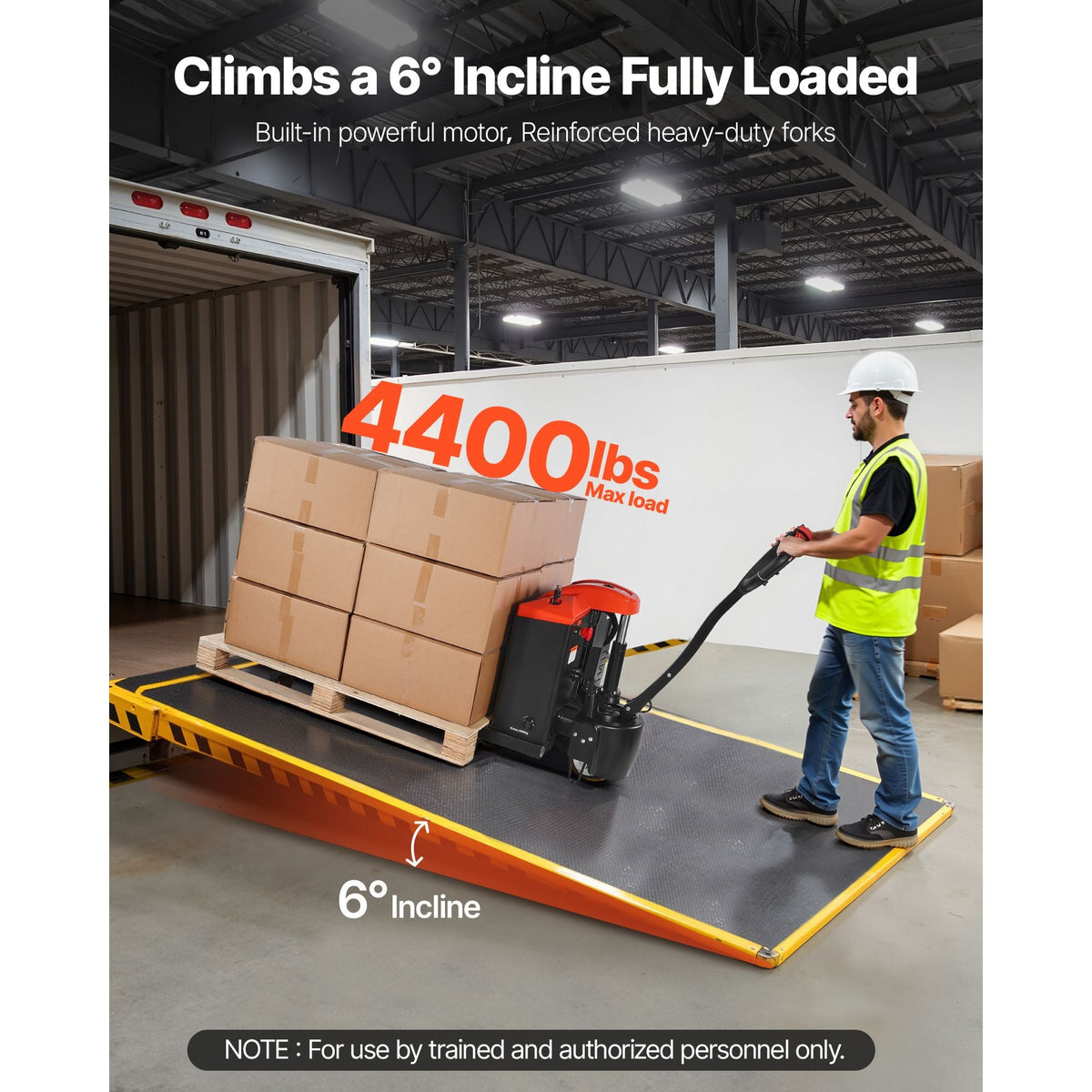 Electric Pallet Jack, 4400 lbs Load Capacity, Lithium Battery Powered Pallet Jack Truck with 48L x 27W Inch Forks for Material Handling, Suitable for Warehouse, Supermarket, Manufacturing