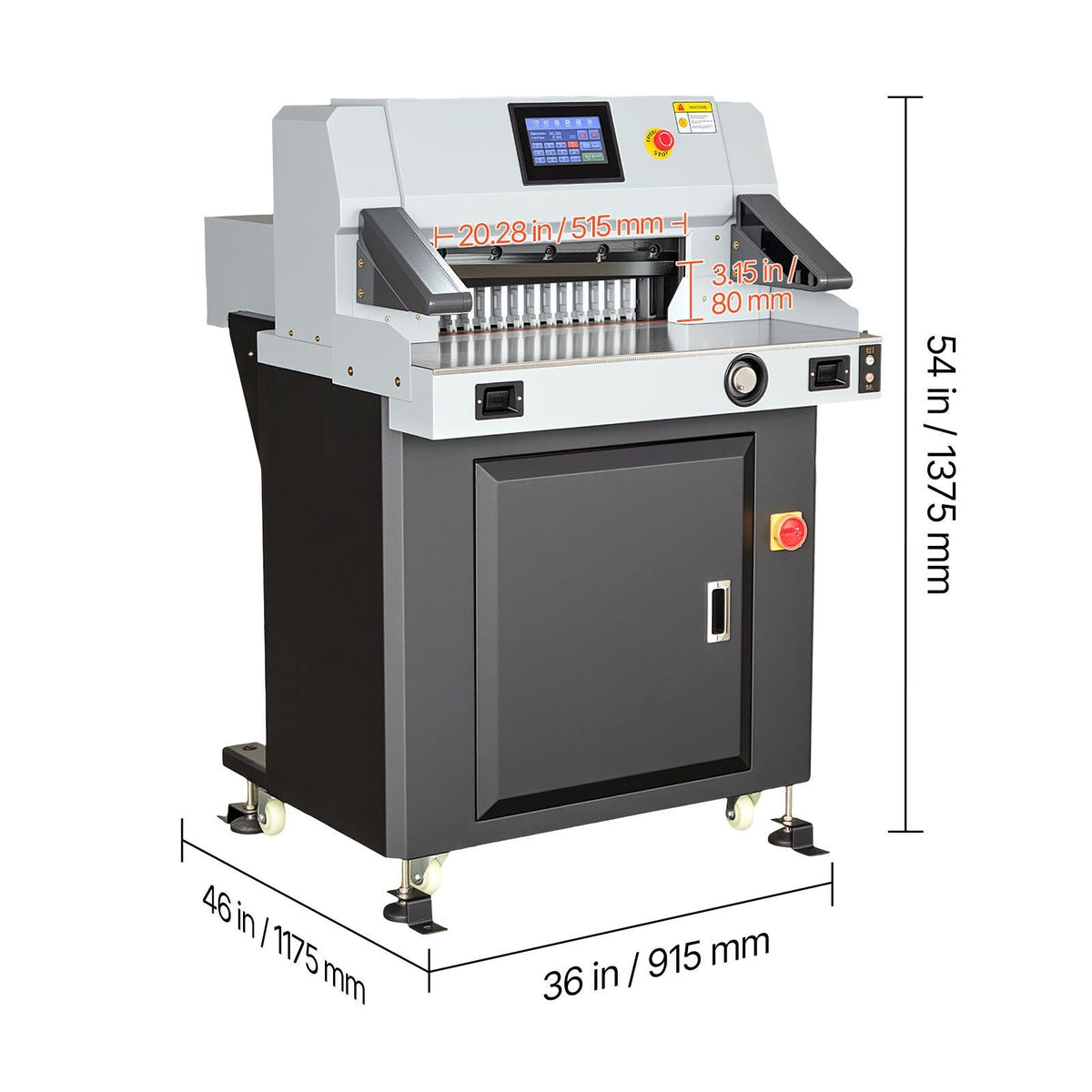 Electric Paper Cutter, 1100W Heavy Duty Paper Cutter Machine With 20.28 in Cutting Width, 3.15 in Cutting Thickness, Electric Guillotine Trimmer with Casters and 7 in Touchscreen, for Print Shop