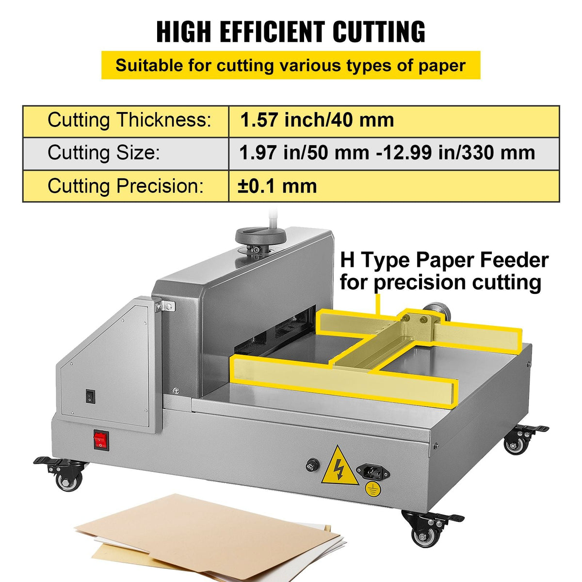 Electric Paper Cutter, 13" /330.2mm Cutting Width, 1.57"/40mm Cutting Thickness, Desktop Paper Cutting Machine with Button Control, Electric Paper Trimmer for Office, School, Printing Plant