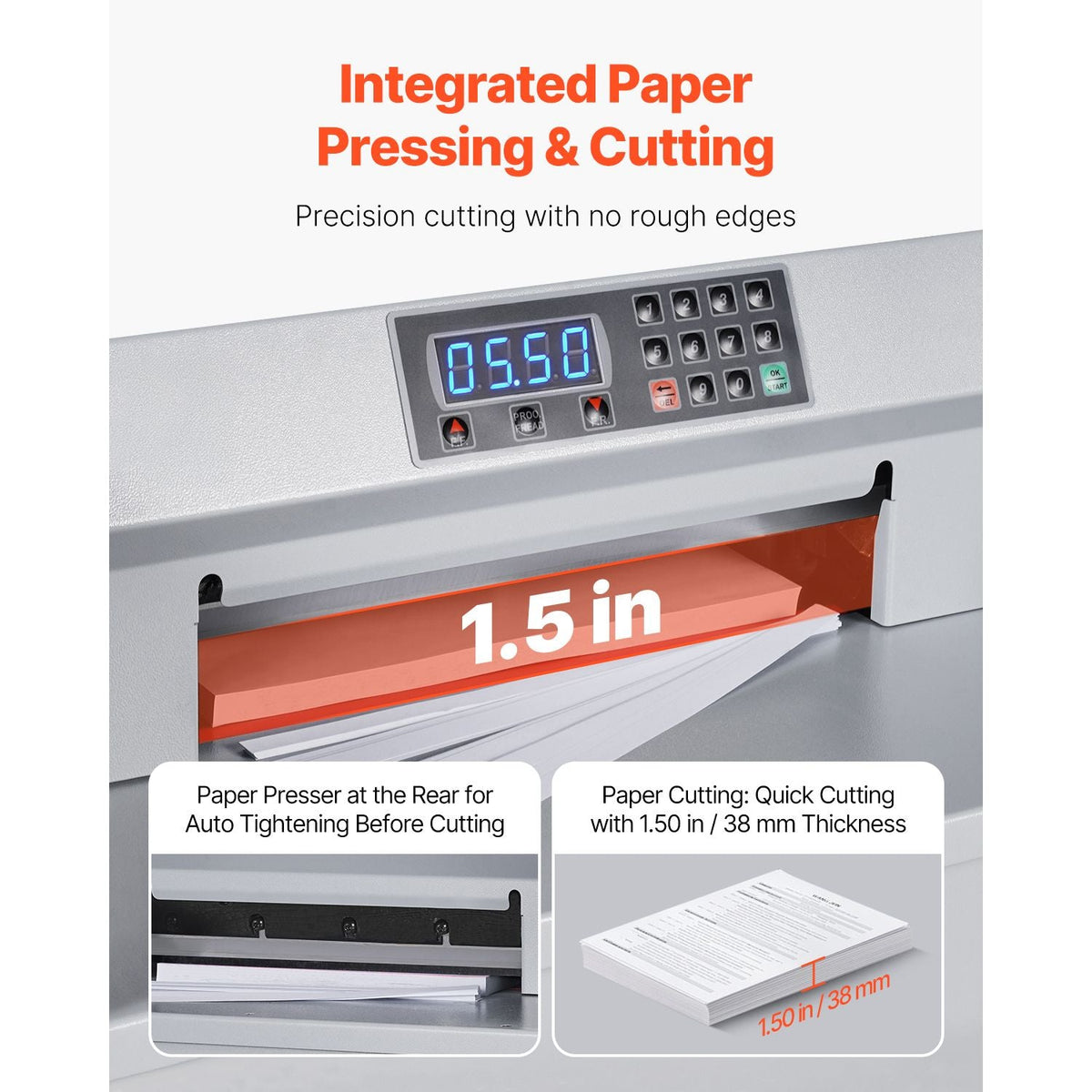 Electric Paper Cutter, 300W Heavy Duty Paper Cutter Machine 11.8 in / 330 mm Cutting Width, 1.5 in / 38 mm Cutting Thickness, Electric Guillotine Trimmer with Casters & Infrared Function