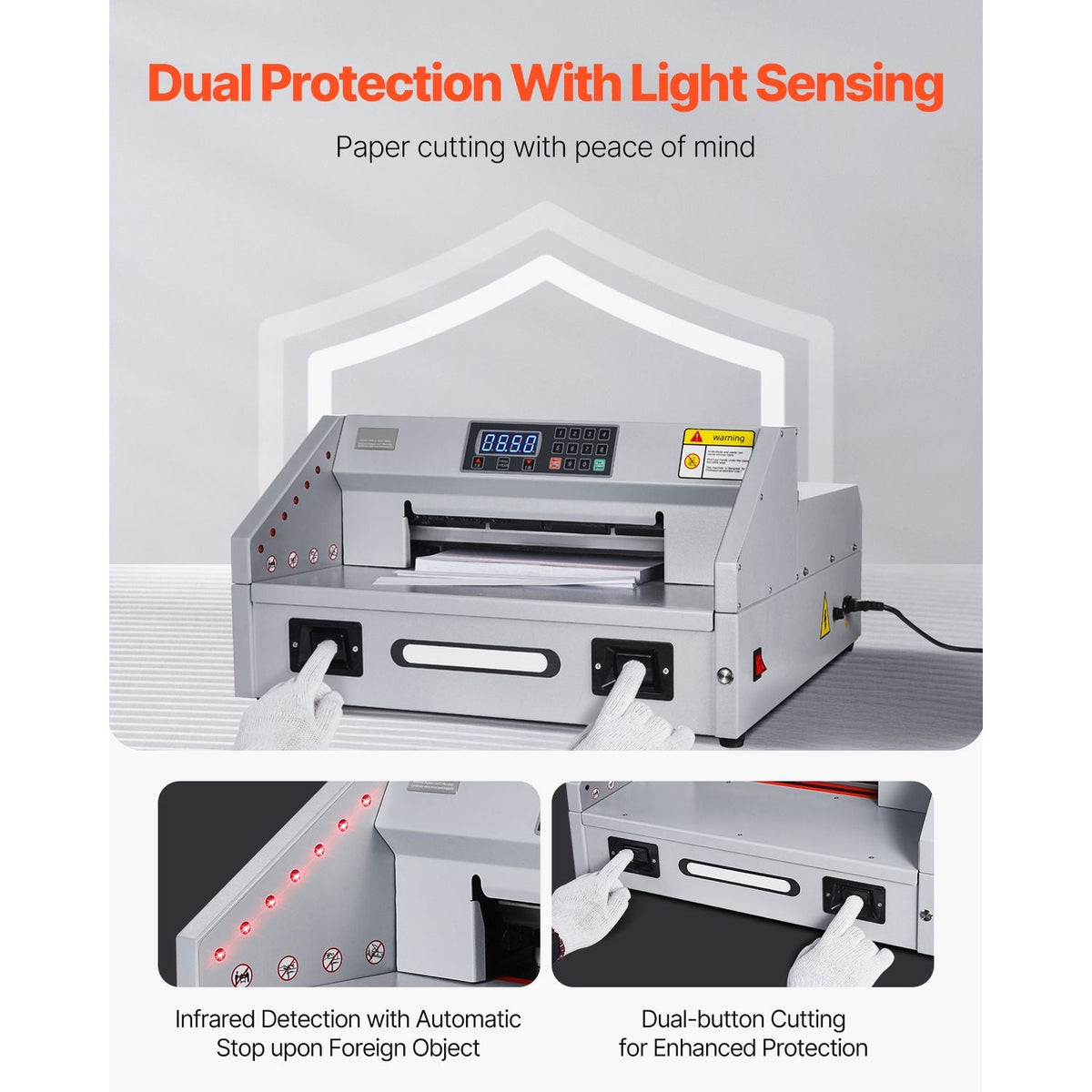 Electric Paper Cutter, 300W Heavy Duty Paper Cutter Machine 11.8 in / 330 mm Cutting Width, 1.5 in / 38 mm Cutting Thickness, Electric Guillotine Trimmer with Casters & Infrared Function