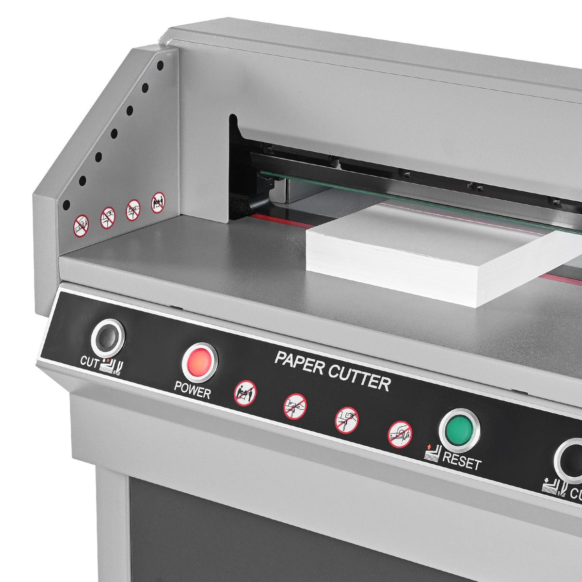 Electric Paper Cutter, Heavy Duty Metal Paper Cutter Machine, 17.72 inch Cutting Width, 1.57 inch Cutting Thickness, Electric Guillotine Trimmer with Infrared Function and Spare Blade