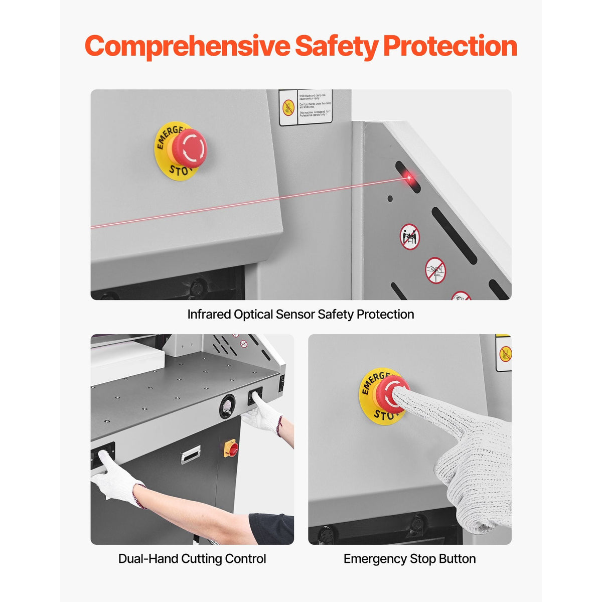 Electric Paper Cutter, Metal Hydraulic Paper Cutter Machine, 28 inch Cutting Width, 3.03 inch Cutting Thickness, Large Size Electric Guillotine Trimmer with Infrared Function and Spare Blade