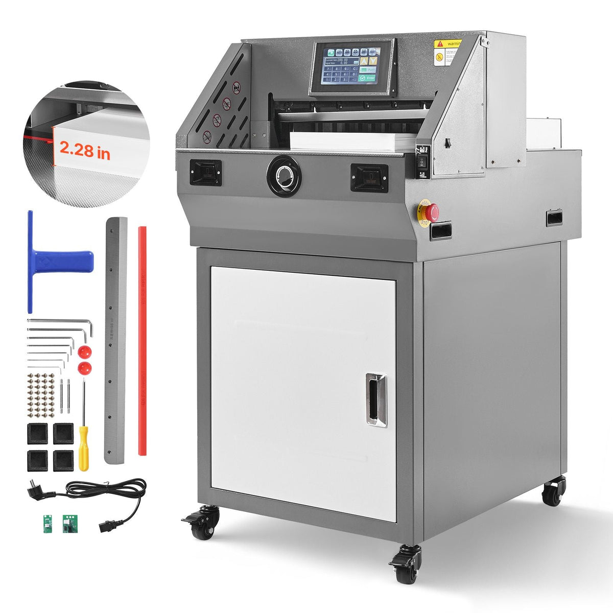 Electric Paper Cutter, Metal Programmable Paper Cutter Machine, 17.99 inch Cutting Width, 2.28 inch Cutting Thickness, Electric Hydraulic Guillotine Trimmer with Infrared Function & Spare Blade
