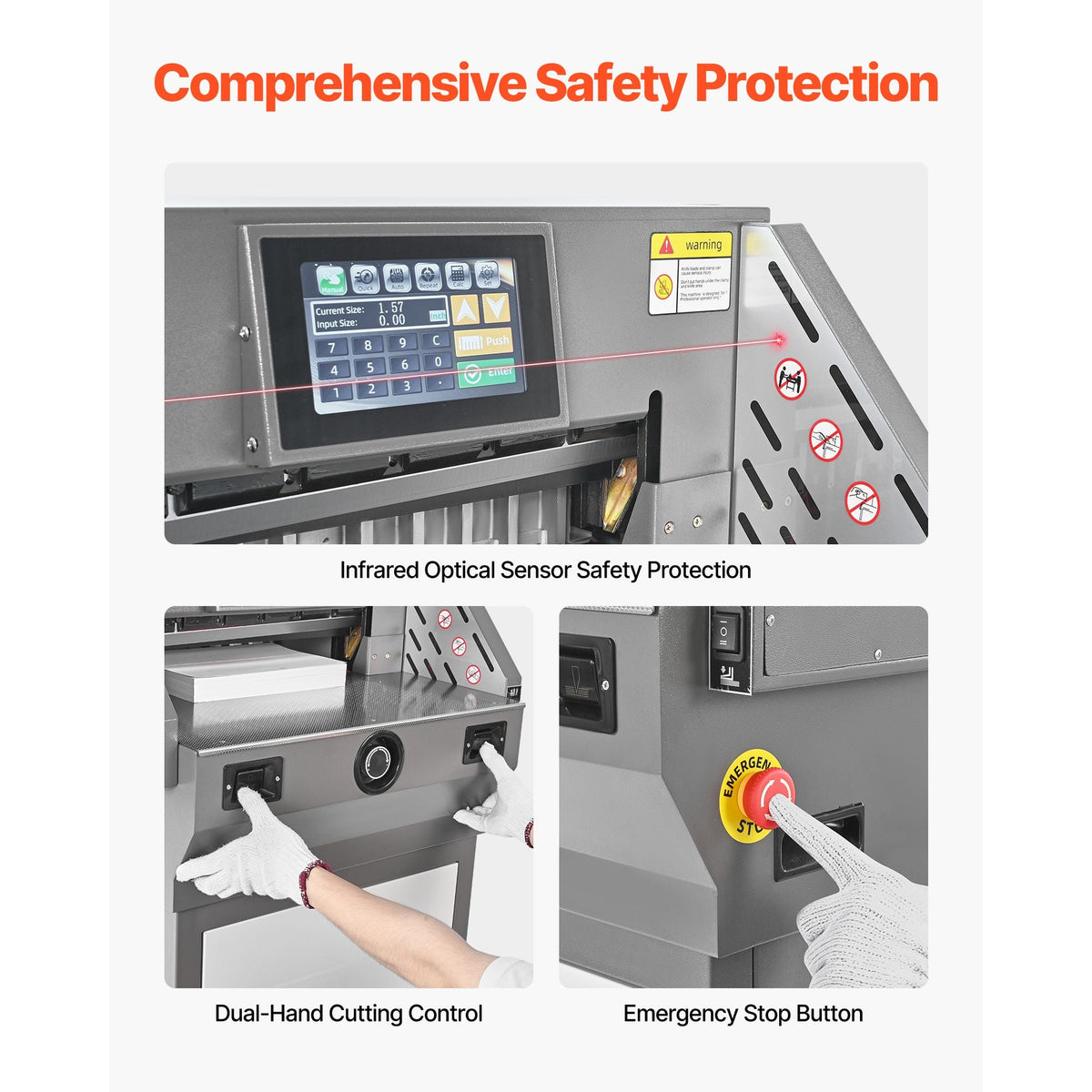 Electric Paper Cutter, Metal Programmable Paper Cutter Machine, 17.99 inch Cutting Width, 2.28 inch Cutting Thickness, Electric Hydraulic Guillotine Trimmer with Infrared Function & Spare Blade