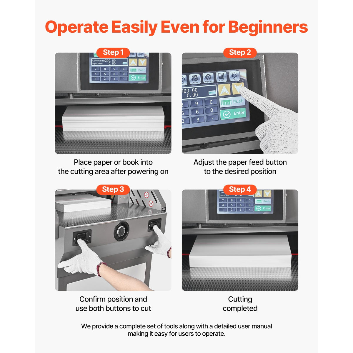 Electric Paper Cutter, Metal Programmable Paper Cutter Machine, 17.99 inch Cutting Width, 2.28 inch Cutting Thickness, Electric Hydraulic Guillotine Trimmer with Infrared Function & Spare Blade