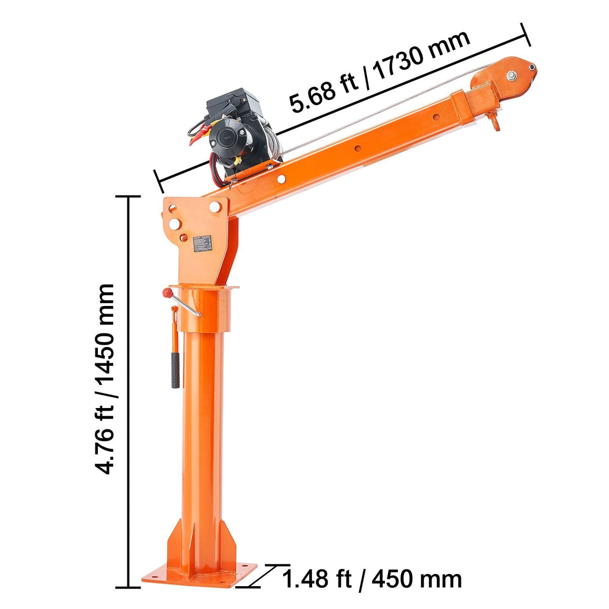 Electric Pickup Truck Crane, 2200 lbs, Folding Truck-Mounted Bed Crane with Electric Winch 6000 lbs, Steel Pickup Truck Jib Crane Hoist 360° Swivel for Lifting Goods in Construction, Factory