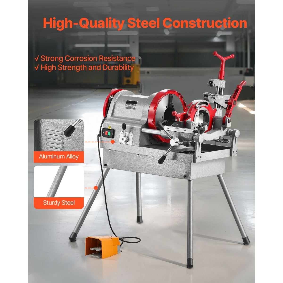 Electric Pipe Threader Machine, 750W 28RPM Threading Cutting Machine, 1/2 to 2 inch Pipes Threading Cutter Tool with Foot Pedal for Plumbing, Automotive Repairs, Metalworking