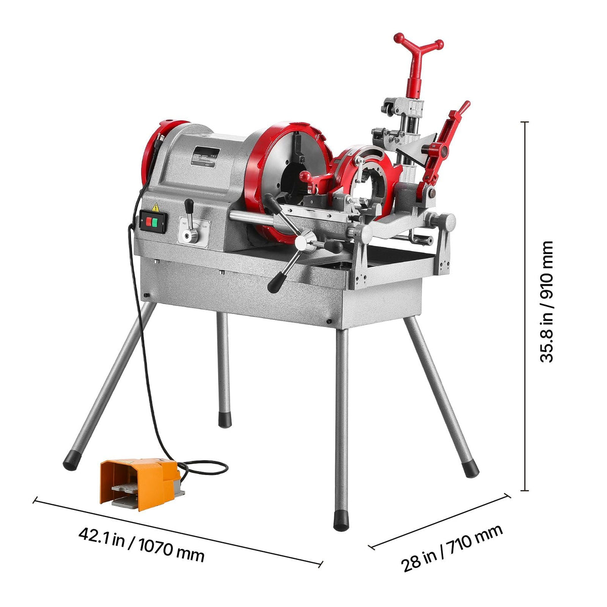 Electric Pipe Threader Machine, 900W 2-Speed Threading Cutting Machine, 1/2 to 4 inch Pipes Threading Cutter Tool with Foot Pedal for Plumbing, Automotive Repairs, Metalworking