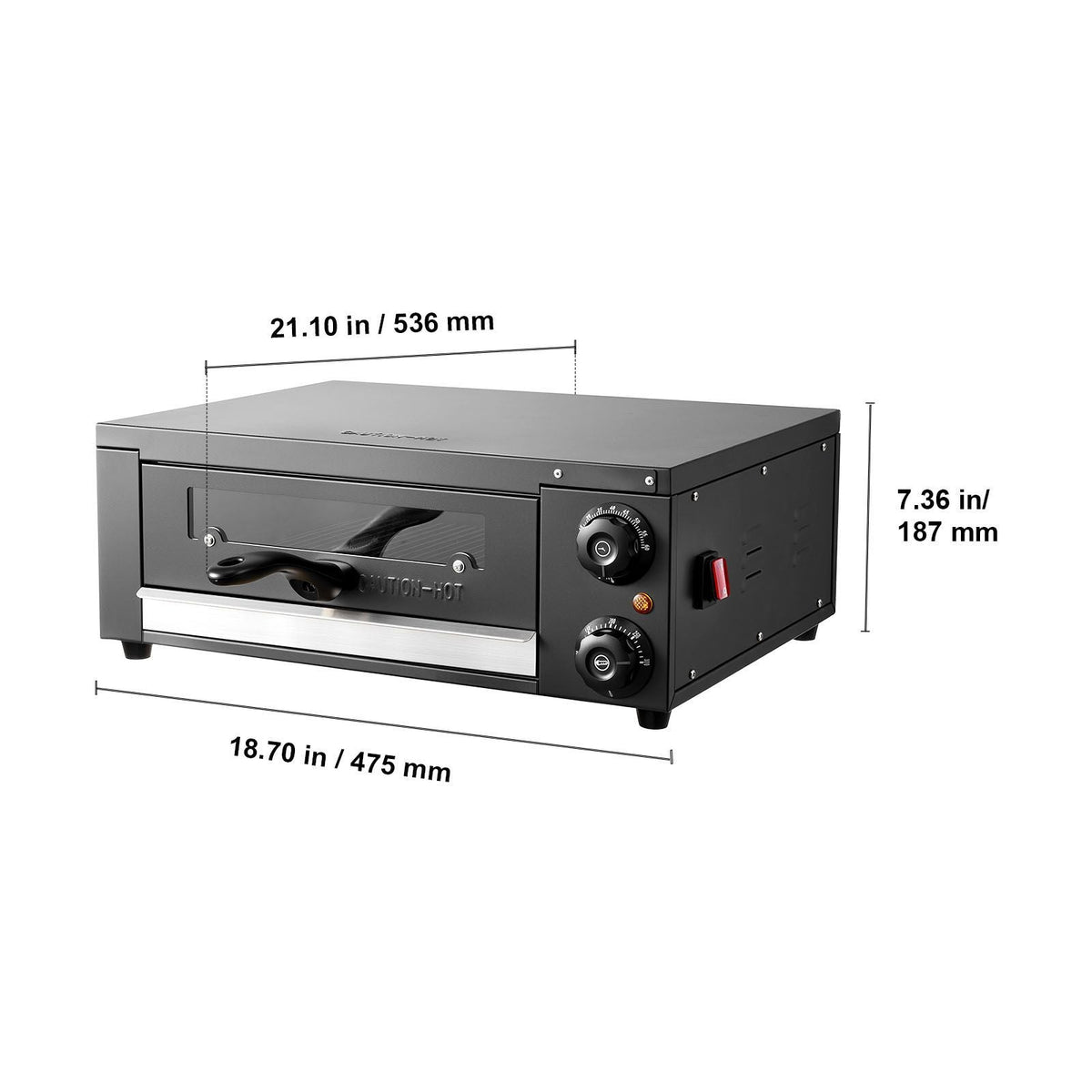 Electric Pizza Oven, 12 in Countertop Pizza Oven, 77 to 572°F Temp Range, 1450W Indoor Pizzas Maker w/Timing & Temp Control, Pizzas Cooker w/Dual Heat Tube, Grill Rack, for Kitchen & Commercial