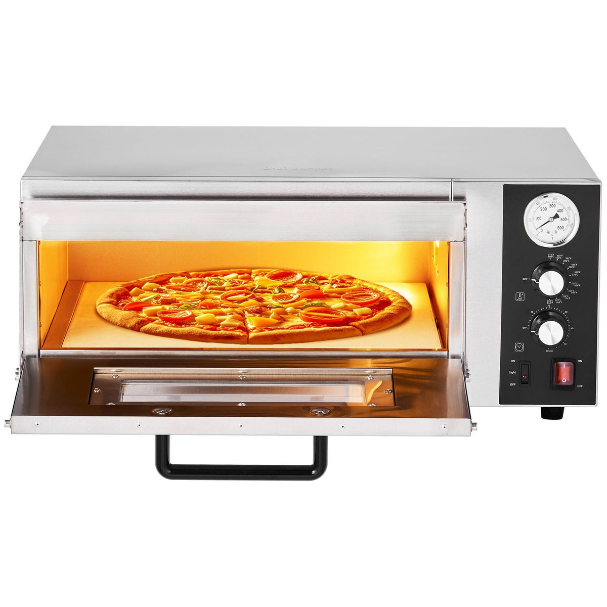 Electric Pizza Oven, 18-Inch Commercial Pizza Ovens, 842 Fahrenheit Max Temp, 1740W Large Pizza Oven Countertop with Temp & Time Control, Built in Thermometer Indoor Pizza Maker