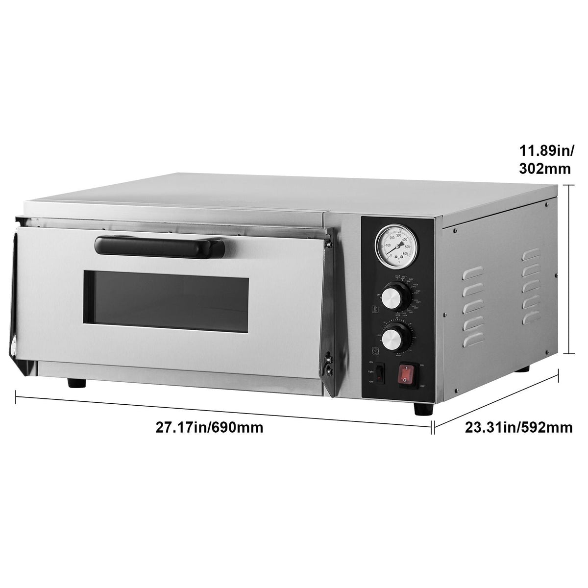 Electric Pizza Oven, 18-Inch Commercial Pizza Ovens, 842 Fahrenheit Max Temp, 1740W Large Pizza Oven Countertop with Temp & Time Control, Built in Thermometer Indoor Pizza Maker