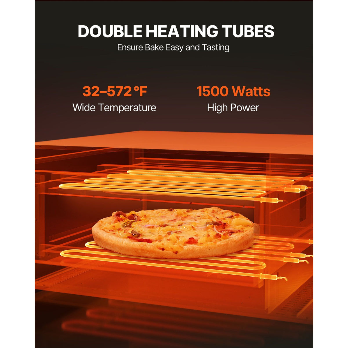 Electric Pizza Oven for Countertops, 12-inch, 1500W, with Temp Control & 0-60 Min Timer, Even Baking Technology & Easy Clean Crumb Tray, Ideal for Both Commercial & Home Kitchens