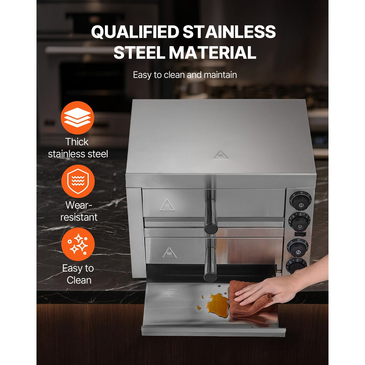 Electric Pizza Oven for Countertops, 12-inch, 1700W, with Temp Control & 0-60 Min Timer, Even Baking Technology & Easy Clean Crumb Tray, Ideal for Both Commercial & Home Kitchens
