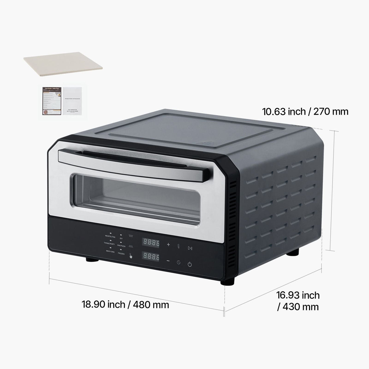 Electric Pizza Oven, Smart Pizzas Maker Indoor with 5 Preset, 12-Inch Countertop Pizza Cooker w/ Touch Screen, 750 Fahrenheit Max Temp, 2-Min Rpaid Baking Oven Thin & Crispy, Neapolitan, Frozen,