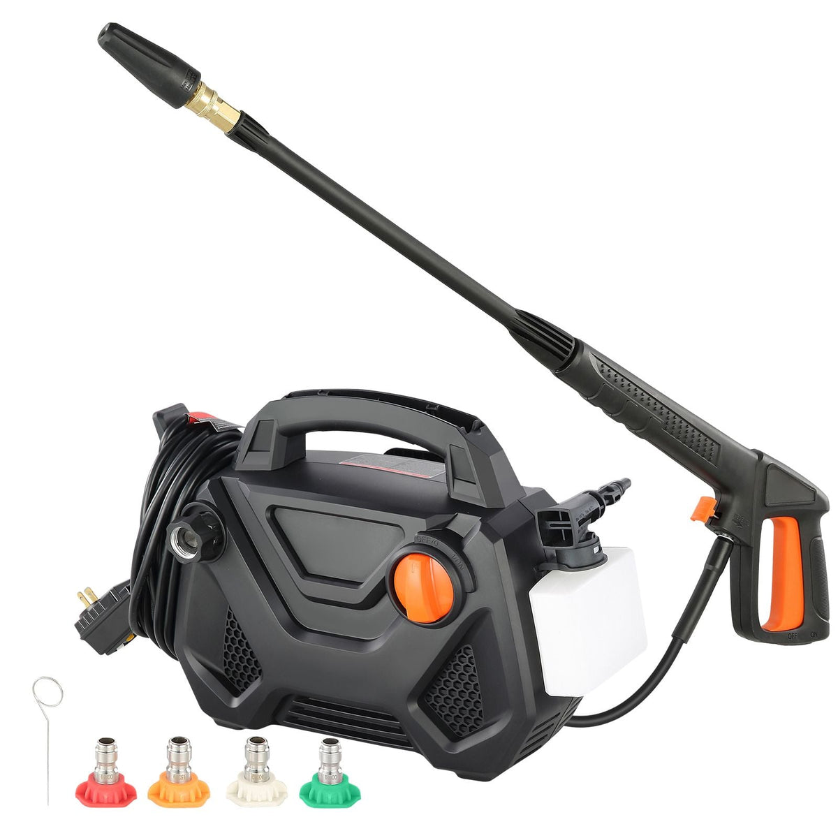 Electric Pressure Washer, 2150-PSI 1.85-GPM, Foam Cannon High-Pressure with 5 Different Nozzle, 20ft Hose/35ft Cord Lightweight Washer, Portable Cleans Cars/Fences/Patios/Furniture/Floor/Window