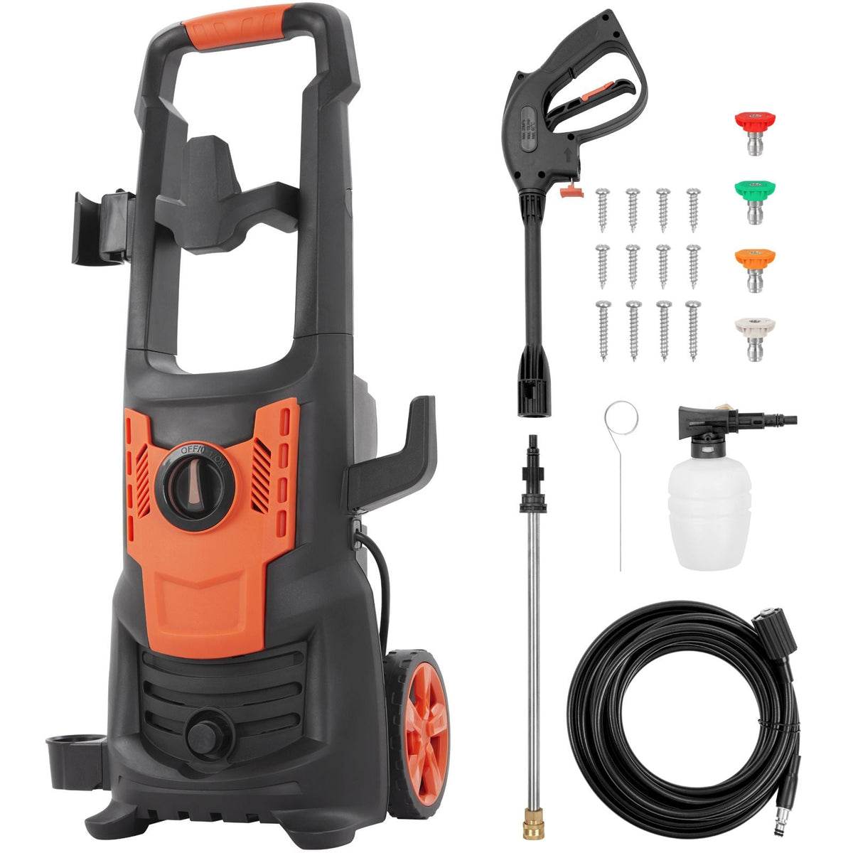 Electric Pressure Washer, 2150 PSI, Max. 1.8 GPM, 1800W Power Washer w/ 26 ft Hose, 4 Quick Connect Nozzles, Foam Cannon, Portable to Clean Patios, Cars, Fences, Driveways