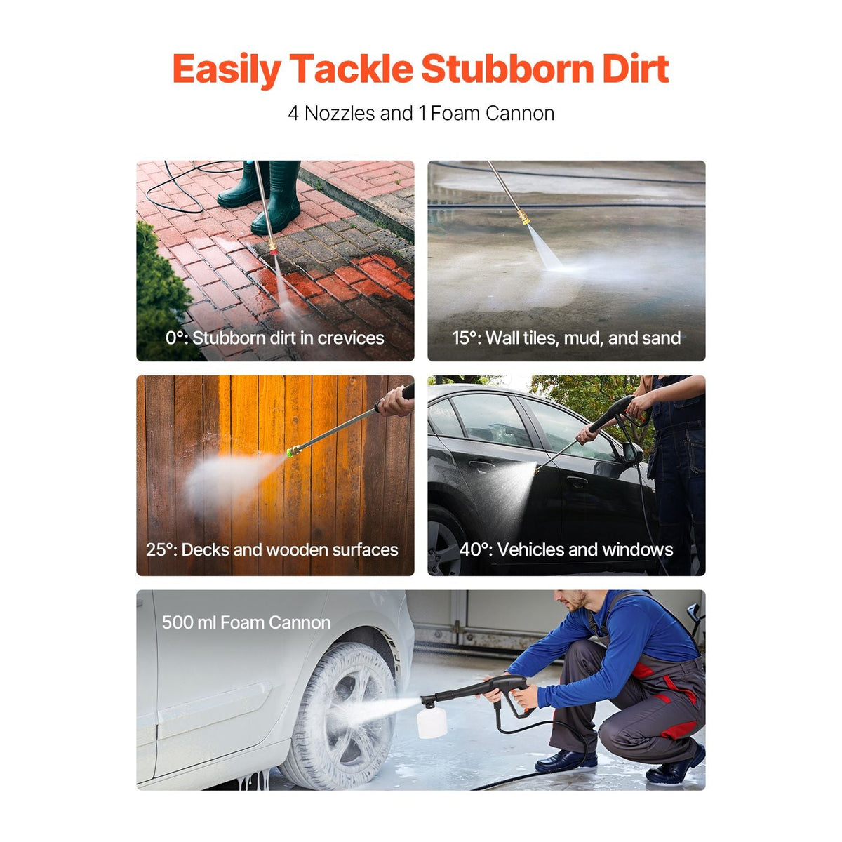 Electric Pressure Washer, Max 4500 PSI and 3.2 GPM, High Power Pressure Cleaning Machine with 4 Quick Connect Nozzles and a Foam Cannon, Ideal for Cars/Fences/Driveways/Patios/Home Cleaning
